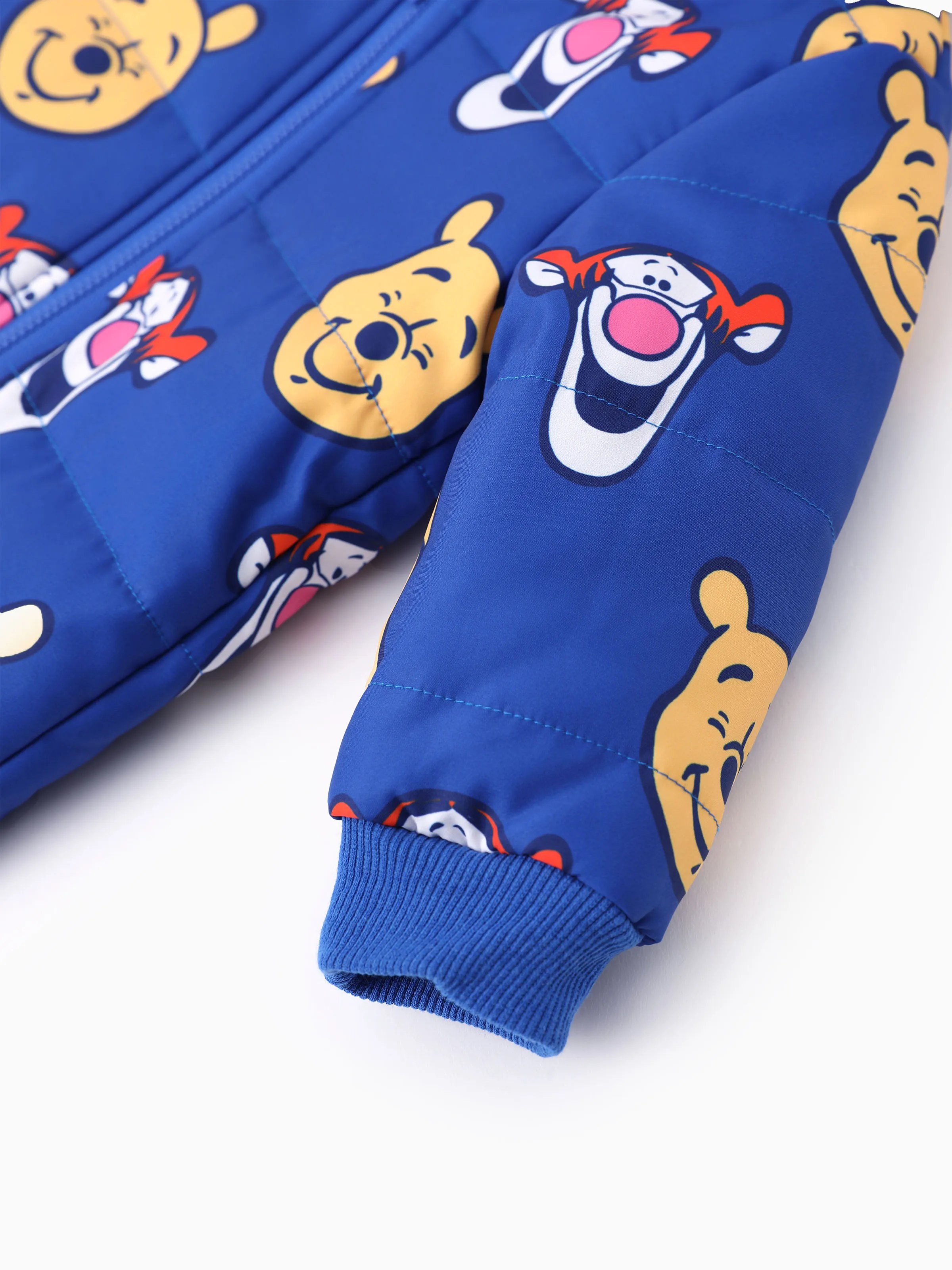 Disney Winnie the Pooh Baby Boy 1pcs Character Allover Print Zipper Hooded Long-sleeve Thicken Puffer Jumpsuit Blue- - Image 5
