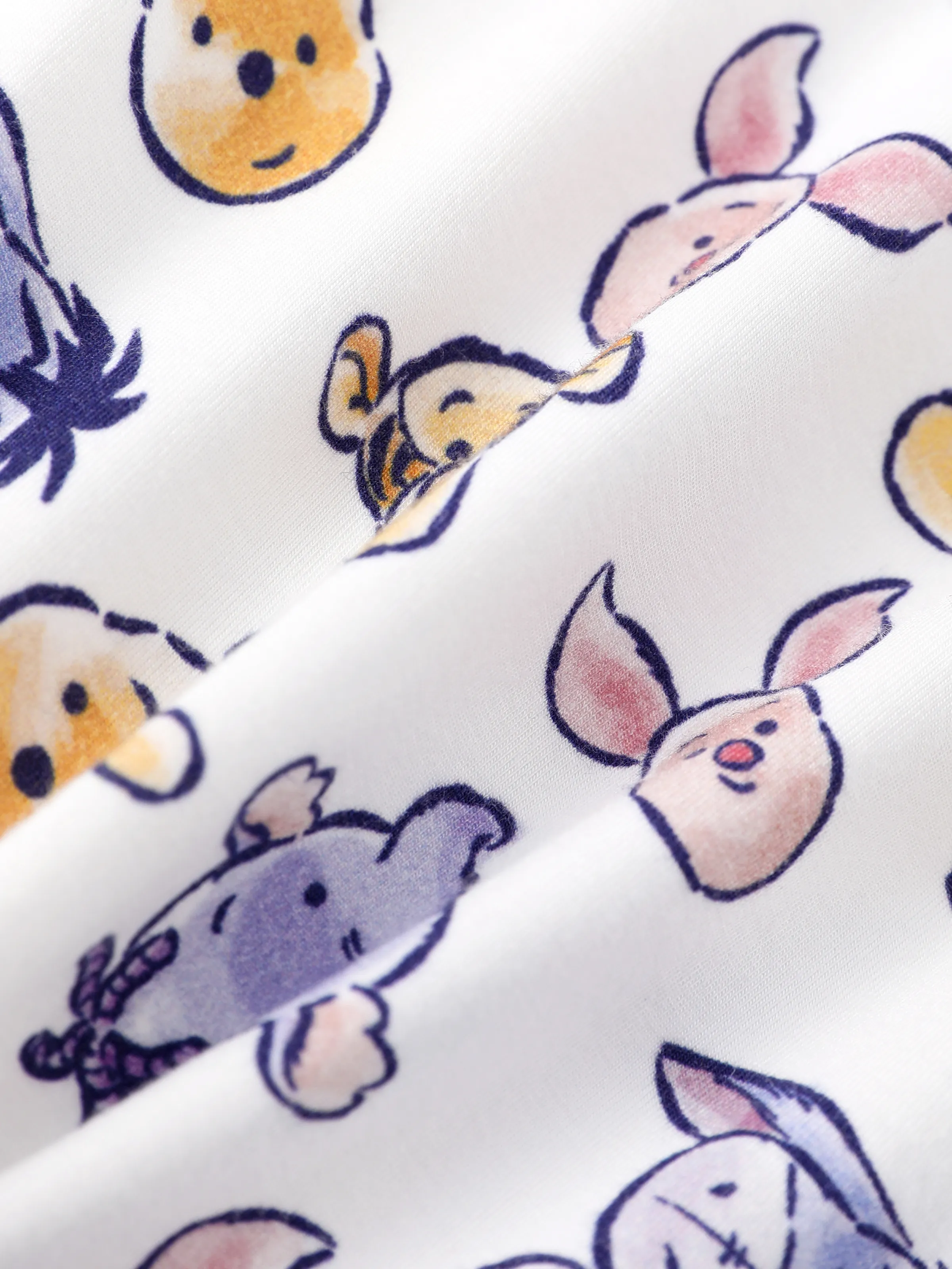 Disney Winnie the Pooh Baby Boy/Girl 2pcs Winnie/Piglet/Eeyore Allover Prints Snap Closure Bodysuit and Pants Sets White - Image 2