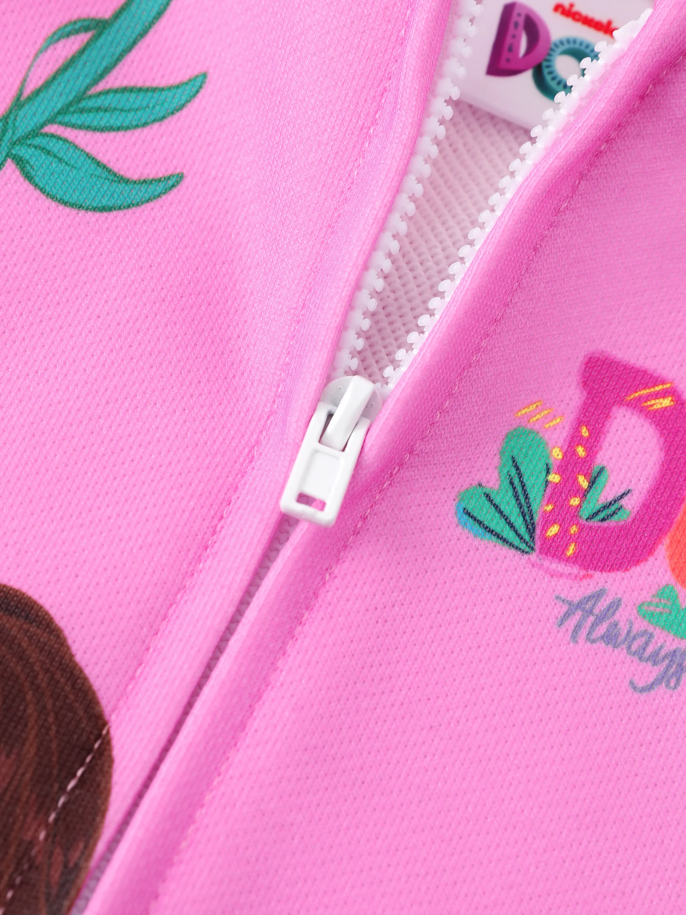 Dora Toddler Girl Knitted Fabric Colorblock Bomber Jacket Hot Pink - Image 6