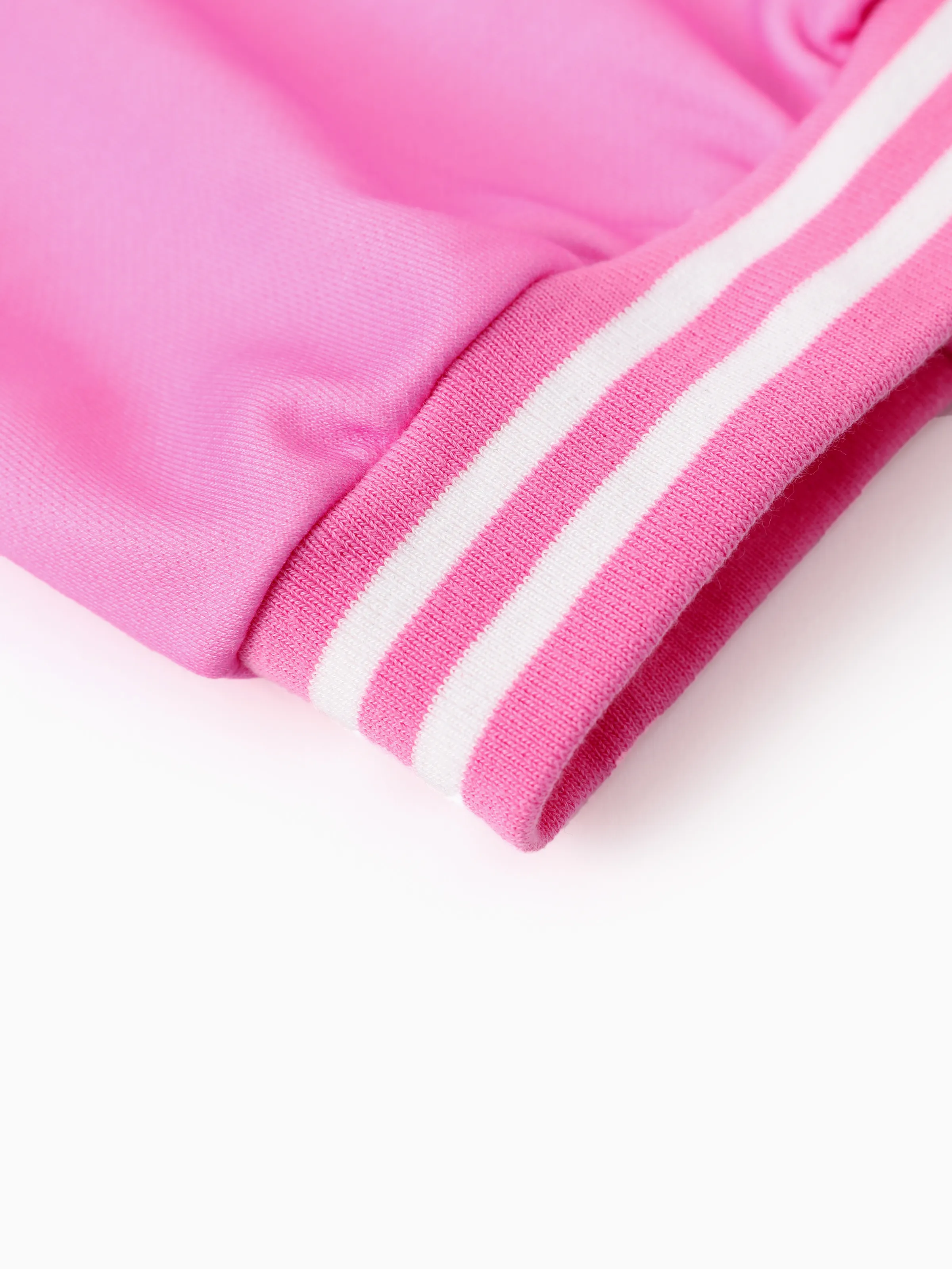 Dora Toddler Girl Knitted Fabric Colorblock Bomber Jacket Hot Pink - Image 9