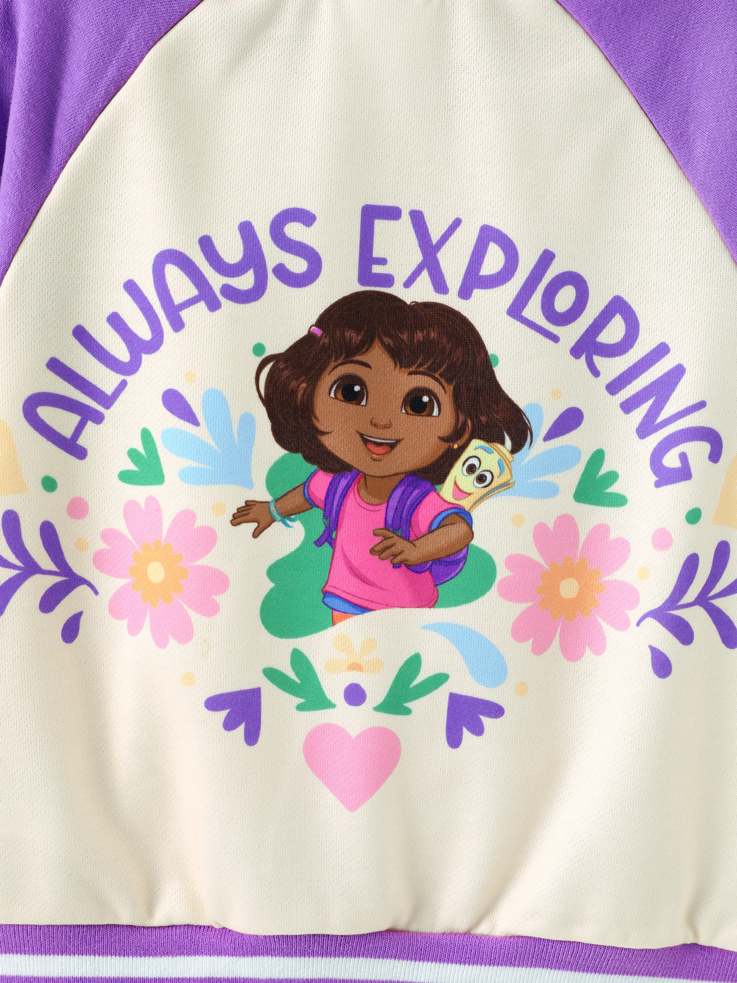Dora Toddler Girl Knitted Fabric Colorblock Bomber Jacket Purple - Image 5