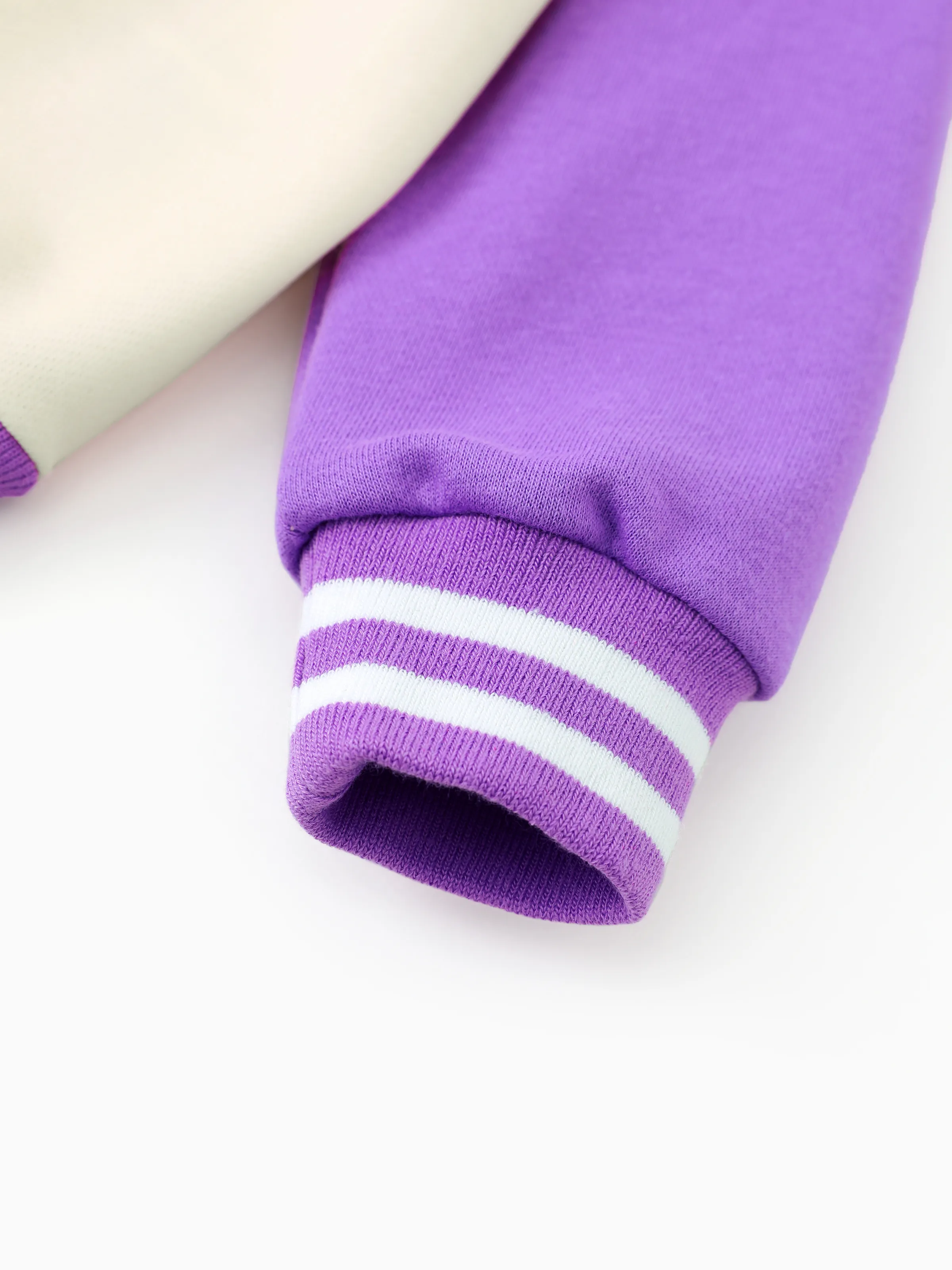 Dora Toddler Girl Knitted Fabric Colorblock Bomber Jacket Purple - Image 7