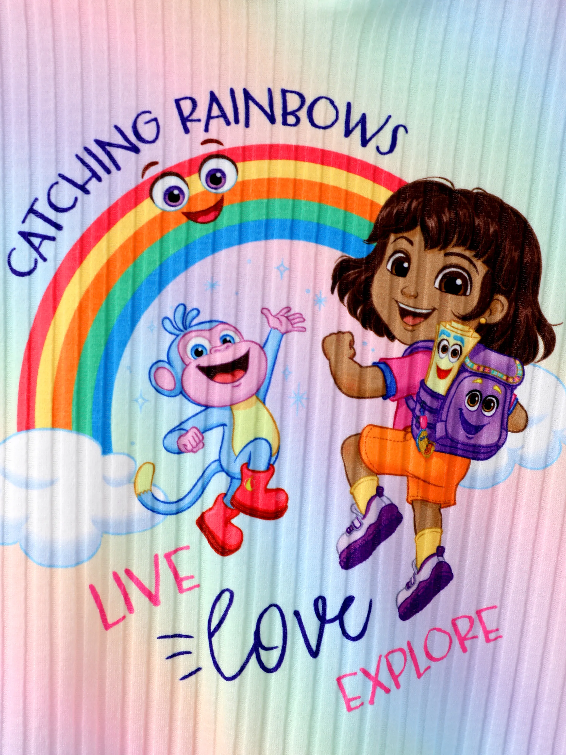 Dora Toddler Girl Rainbow Hooded Sweatshirt Multi-color - Image 3