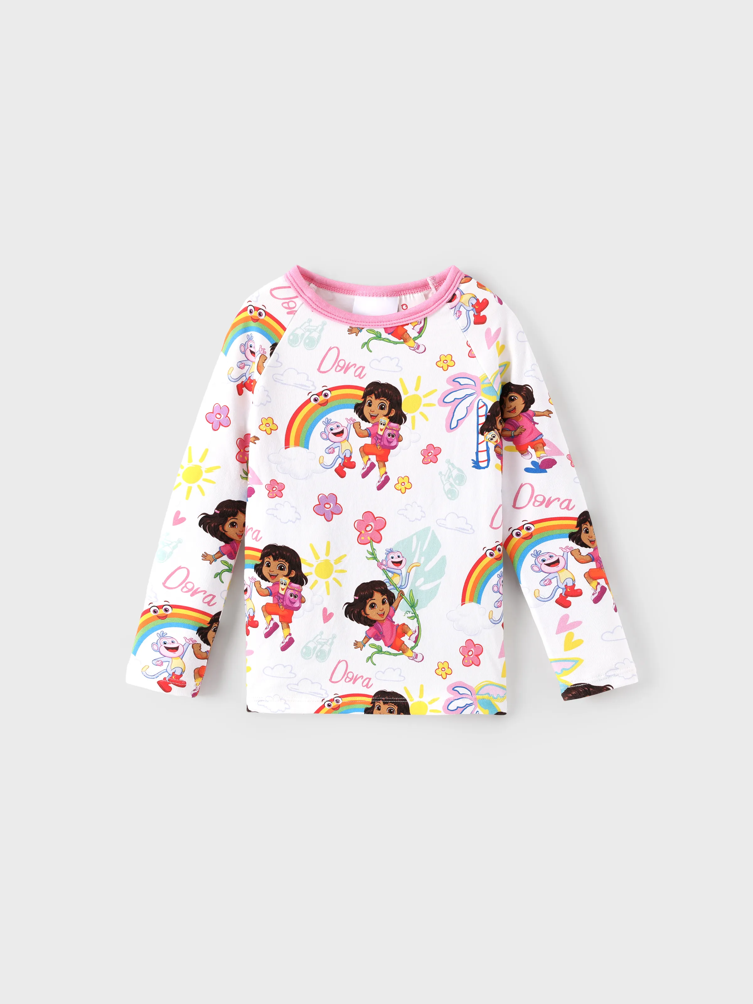 Dora Toddler/Kids Girl 2pcs Cotton Knit Fabric Pajamas Set White - Image 4