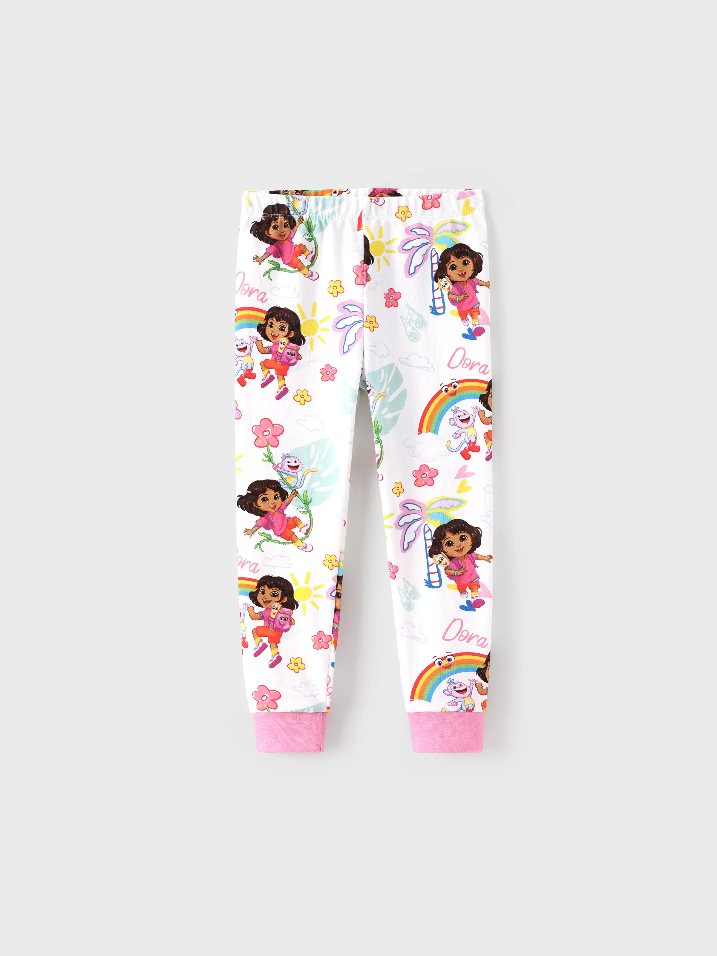 Dora Toddler/Kids Girl 2pcs Cotton Knit Fabric Pajamas Set White - Image 5