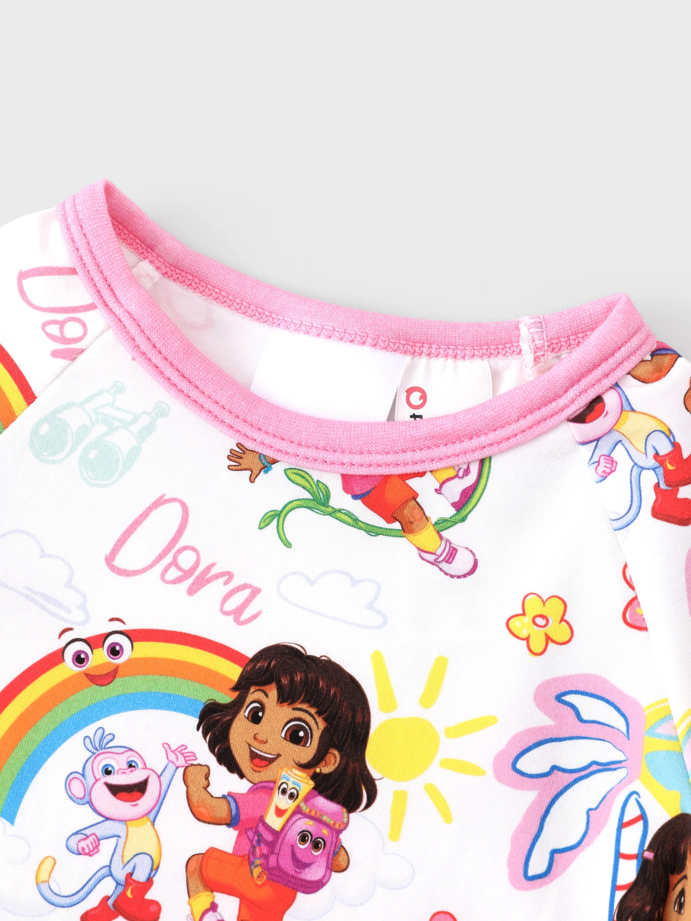 Dora Toddler/Kids Girl 2pcs Cotton Knit Fabric Pajamas Set White - Image 6