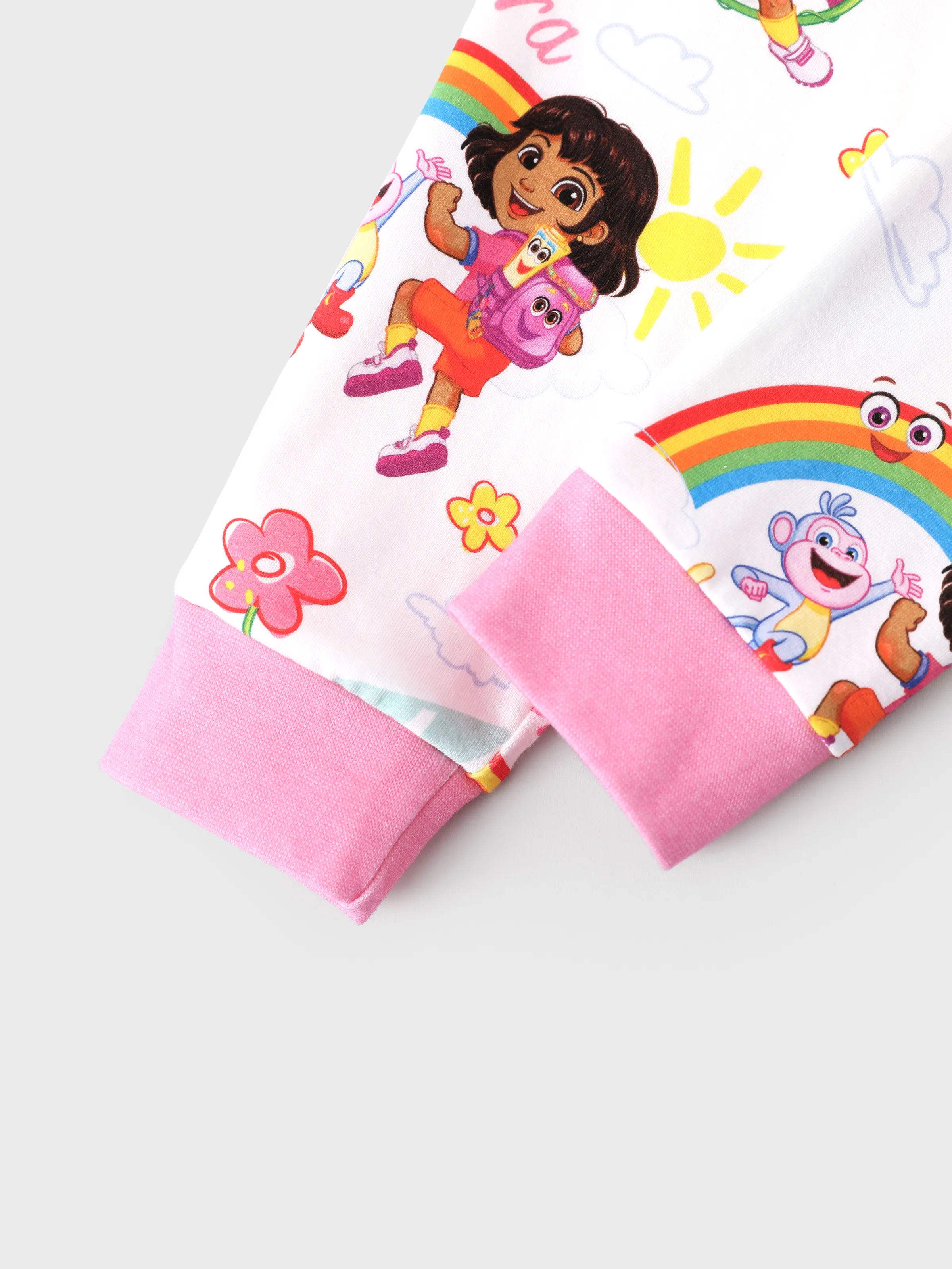 Dora Toddler/Kids Girl 2pcs Cotton Knit Fabric Pajamas Set White - Image 8