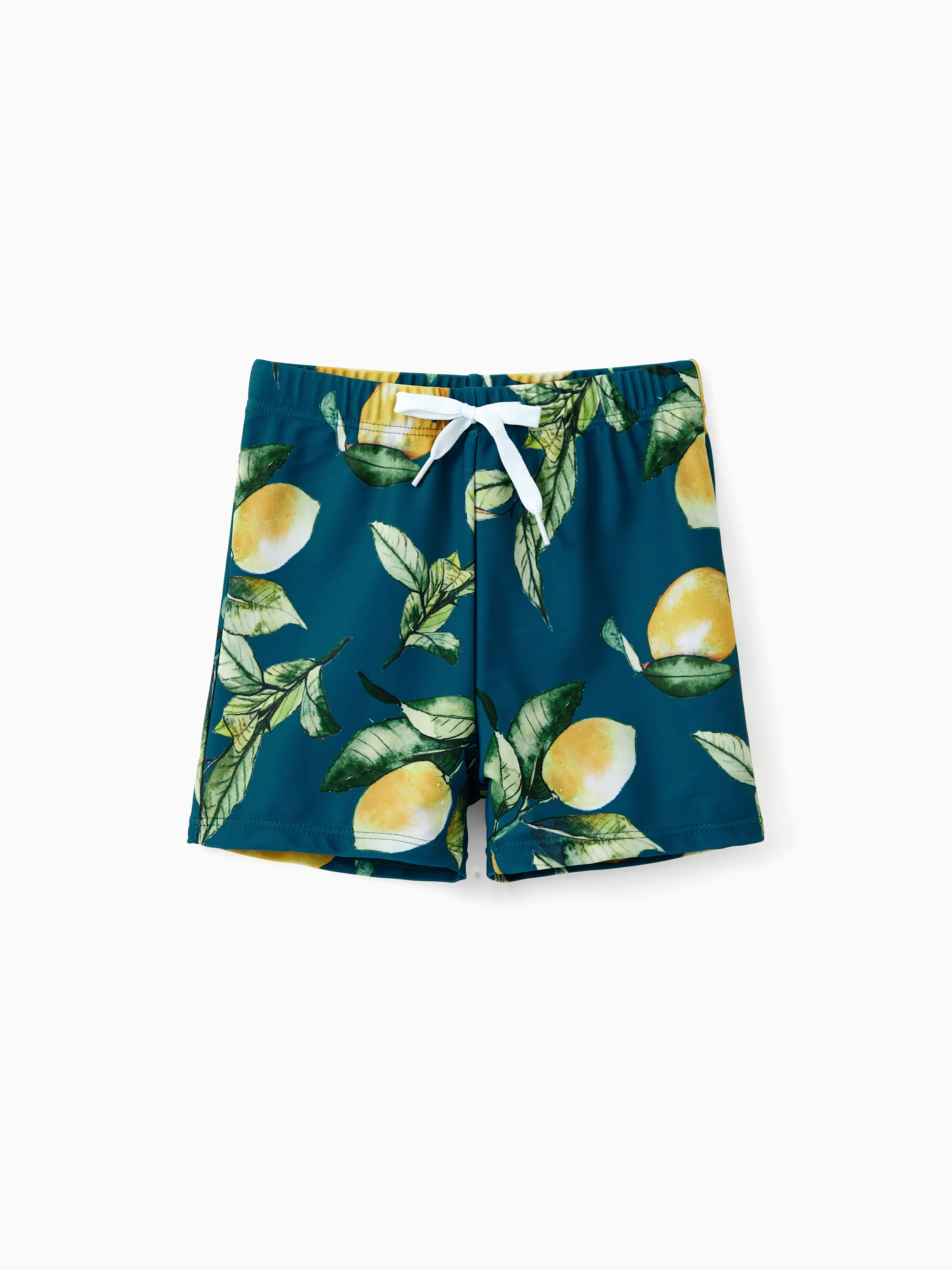 Family Matching Allover Lemon Print and Solid Halter Neck Two-piece Swimsuit or Swim Trunks Shorts Multi-color - Image 12