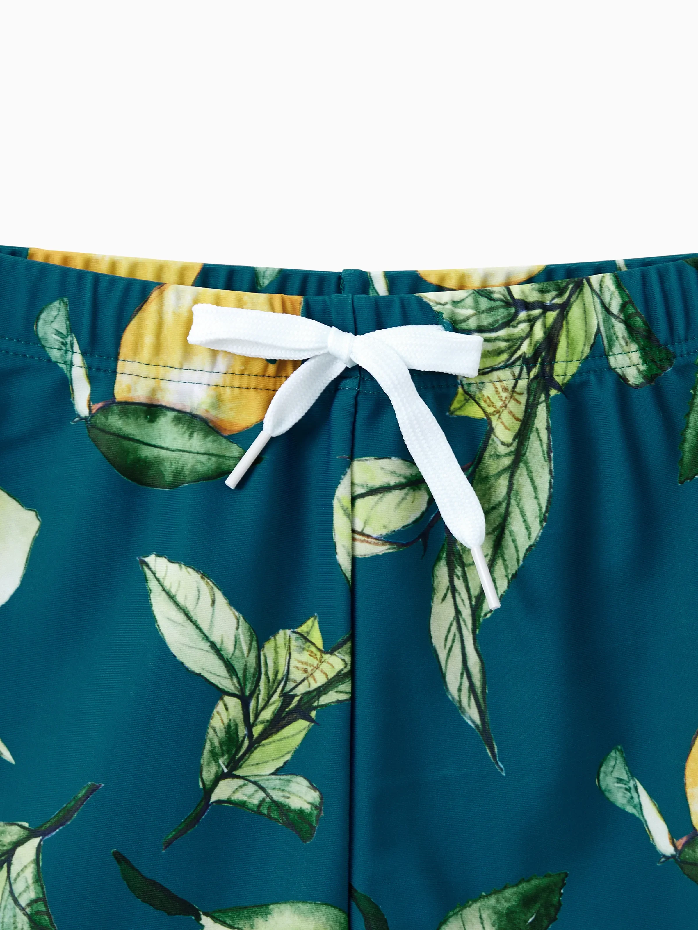 Family Matching Allover Lemon Print and Solid Halter Neck Two-piece Swimsuit or Swim Trunks Shorts Multi-color - Image 14