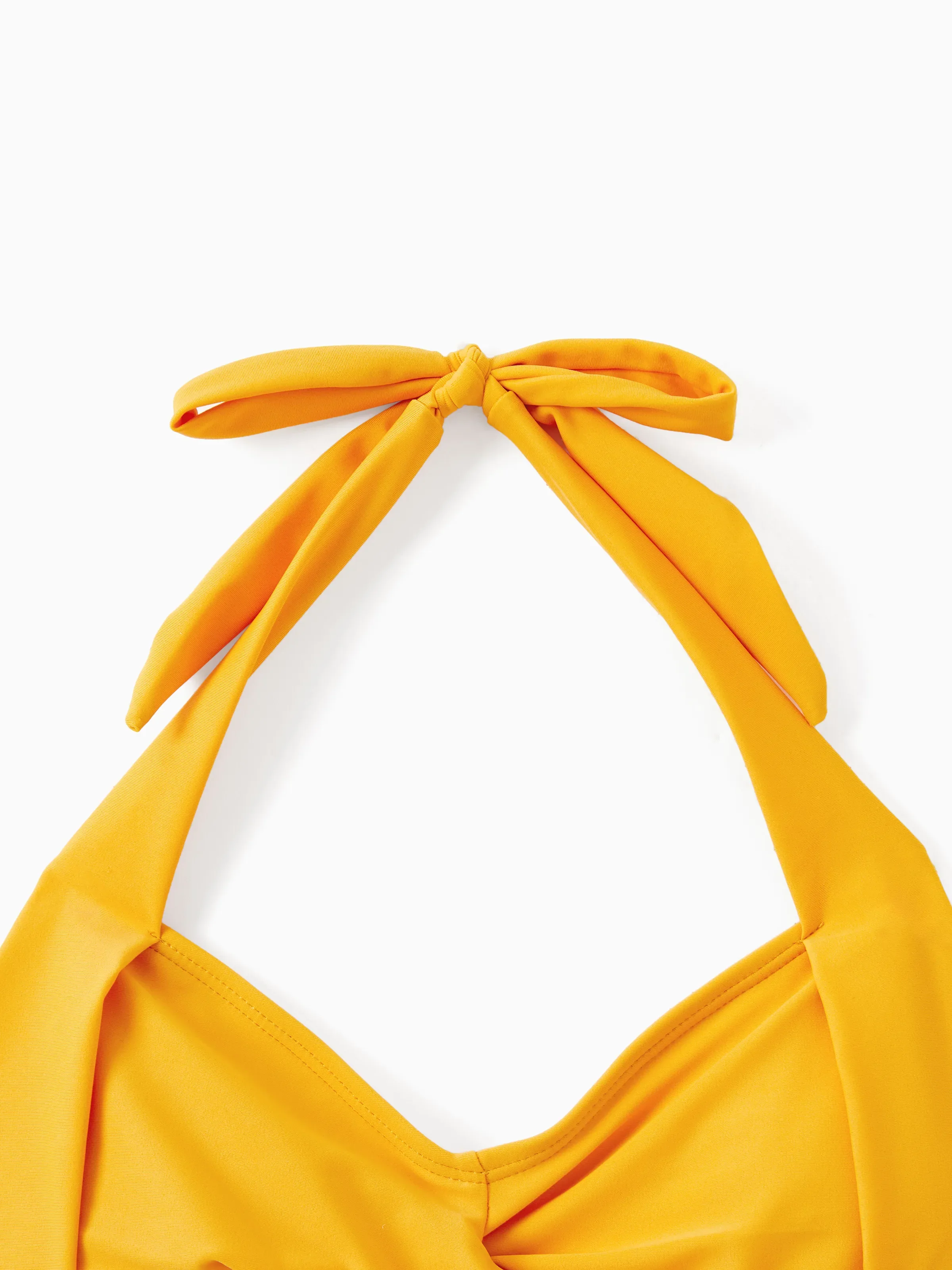 Family Matching Allover Lemon Print and Solid Halter Neck Two-piece Swimsuit or Swim Trunks Shorts Multi-color - Image 4