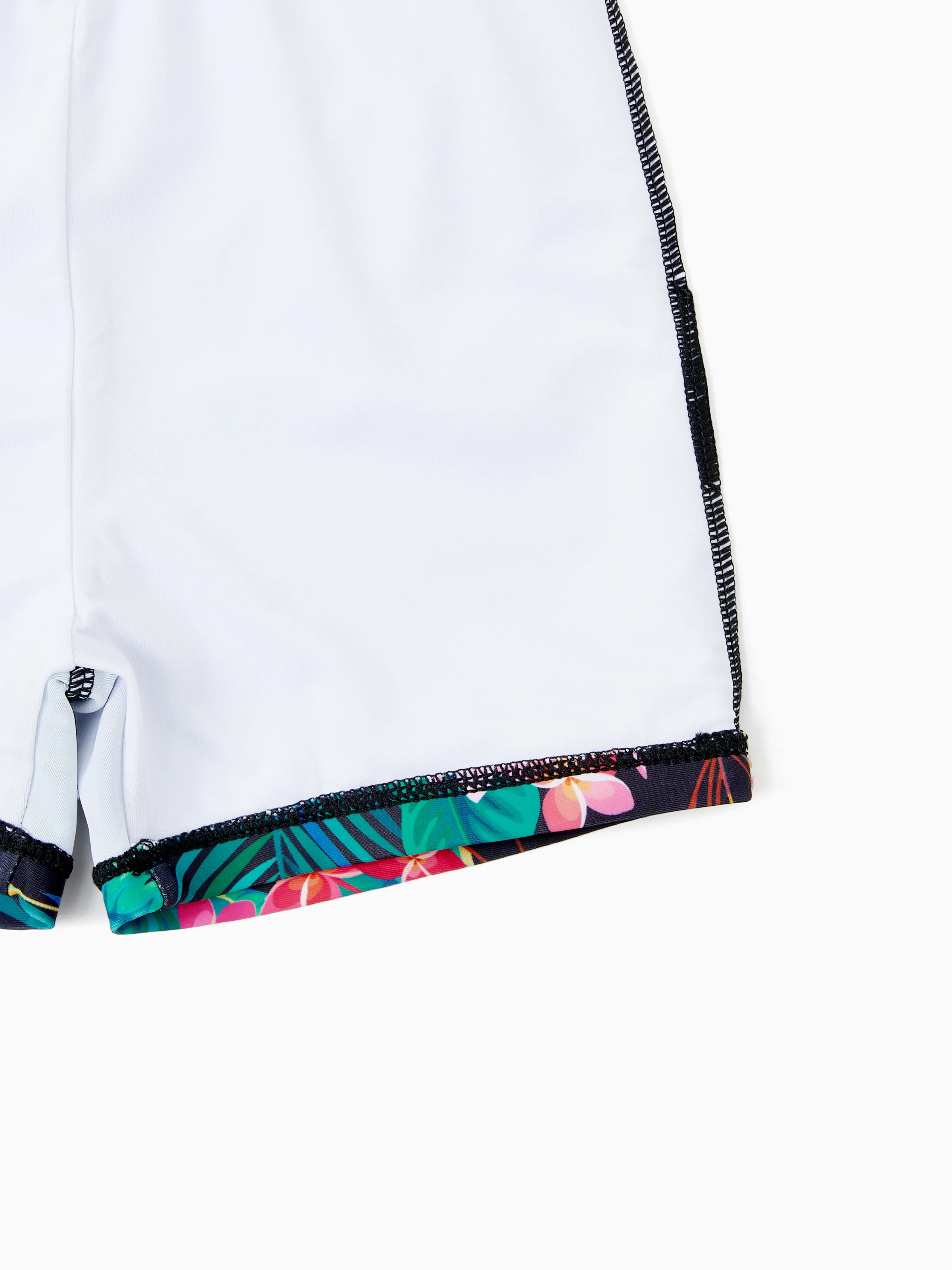 Family Matching Allover Plant Print Crisscross One-Piece Swimsuit and Swim Trunks Black - Image 15