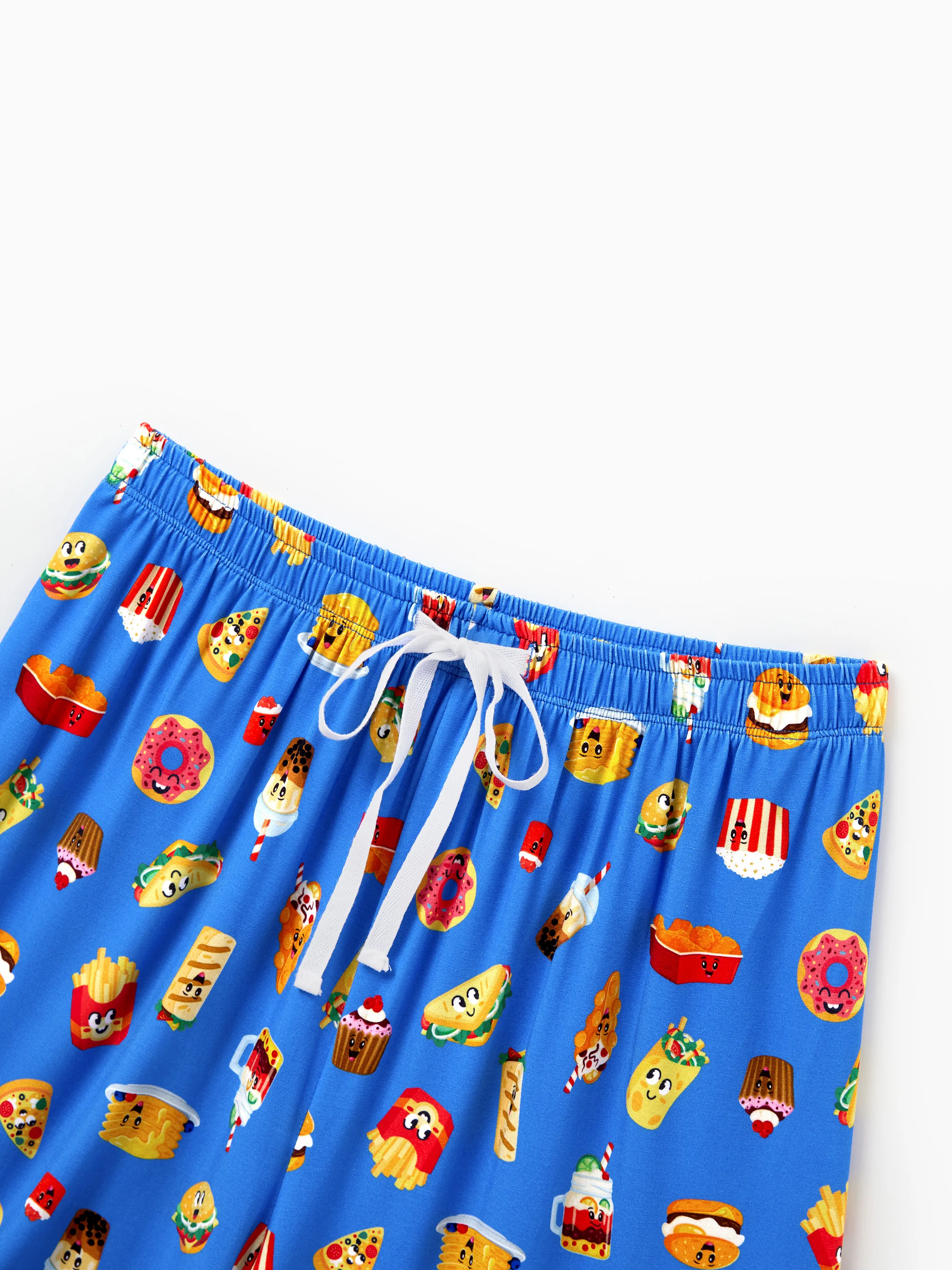 Family Matching Bamboo Pajamas Buttery Soft Bamboo PJs for Men Women Kids Toddler, Cute Burger & Fries Print Short Sleeve Sleepwear (Snug-Fitting for Children) Royal Blue - Image 10