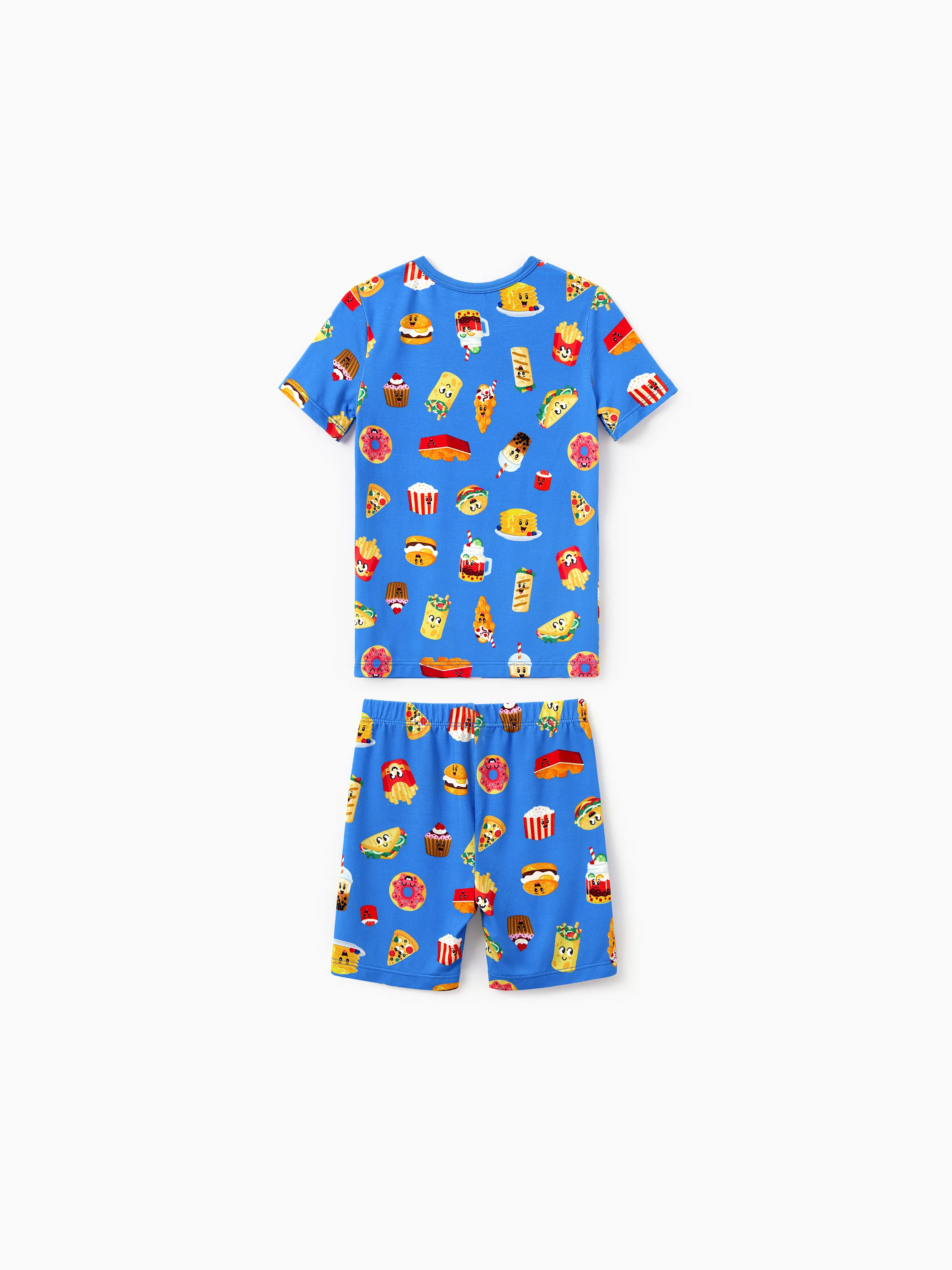 Family Matching Bamboo Pajamas Buttery Soft Bamboo PJs for Men Women Kids Toddler, Cute Burger & Fries Print Short Sleeve Sleepwear (Snug-Fitting for Children) Royal Blue - Image 14