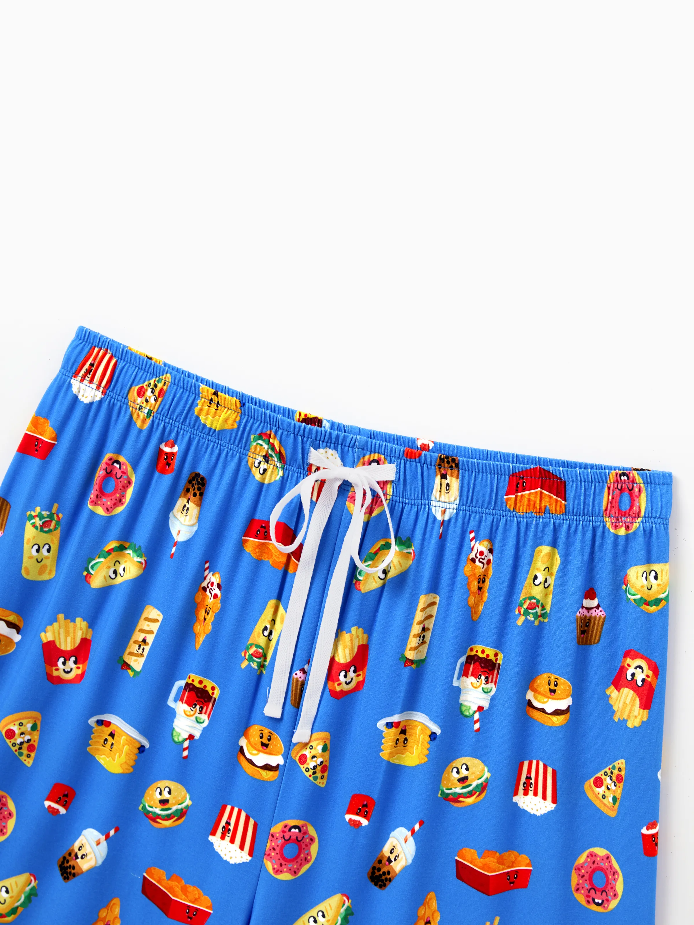 Family Matching Bamboo Pajamas Buttery Soft Bamboo PJs for Men Women Kids Toddler, Cute Burger & Fries Print Short Sleeve Sleepwear (Snug-Fitting for Children) Royal Blue - Image 27