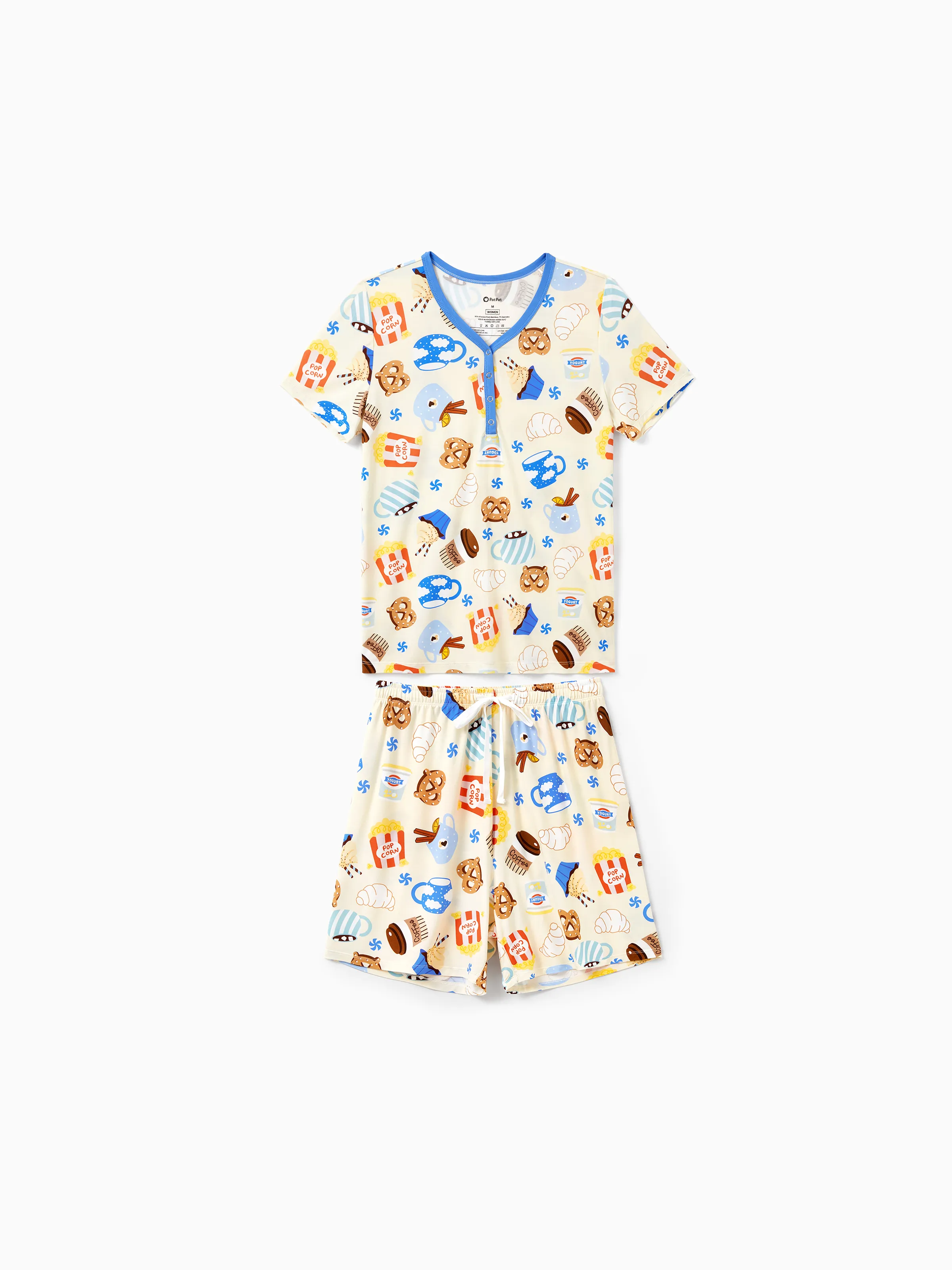 Family Matching Bamboo Pajamas Buttery Soft Bamboo Viscose PJs for Men Women Kids Toddler Baby, Cozy Dessert Print Short-sleeve Sleepwear Blue - Image 5