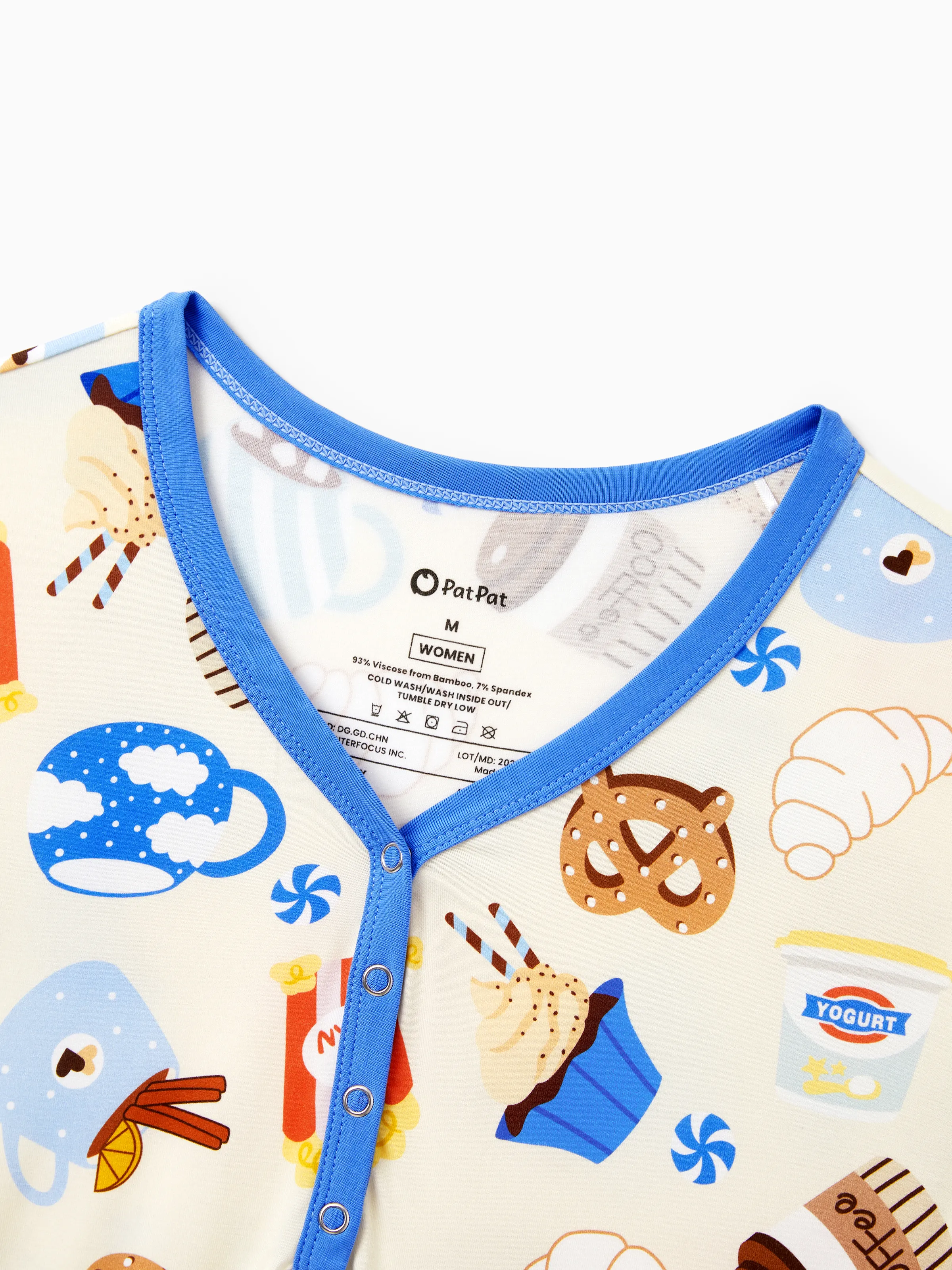 Family Matching Bamboo Pajamas Buttery Soft Bamboo Viscose PJs for Men Women Kids Toddler Baby, Cozy Dessert Print Short-sleeve Sleepwear Blue - Image 7