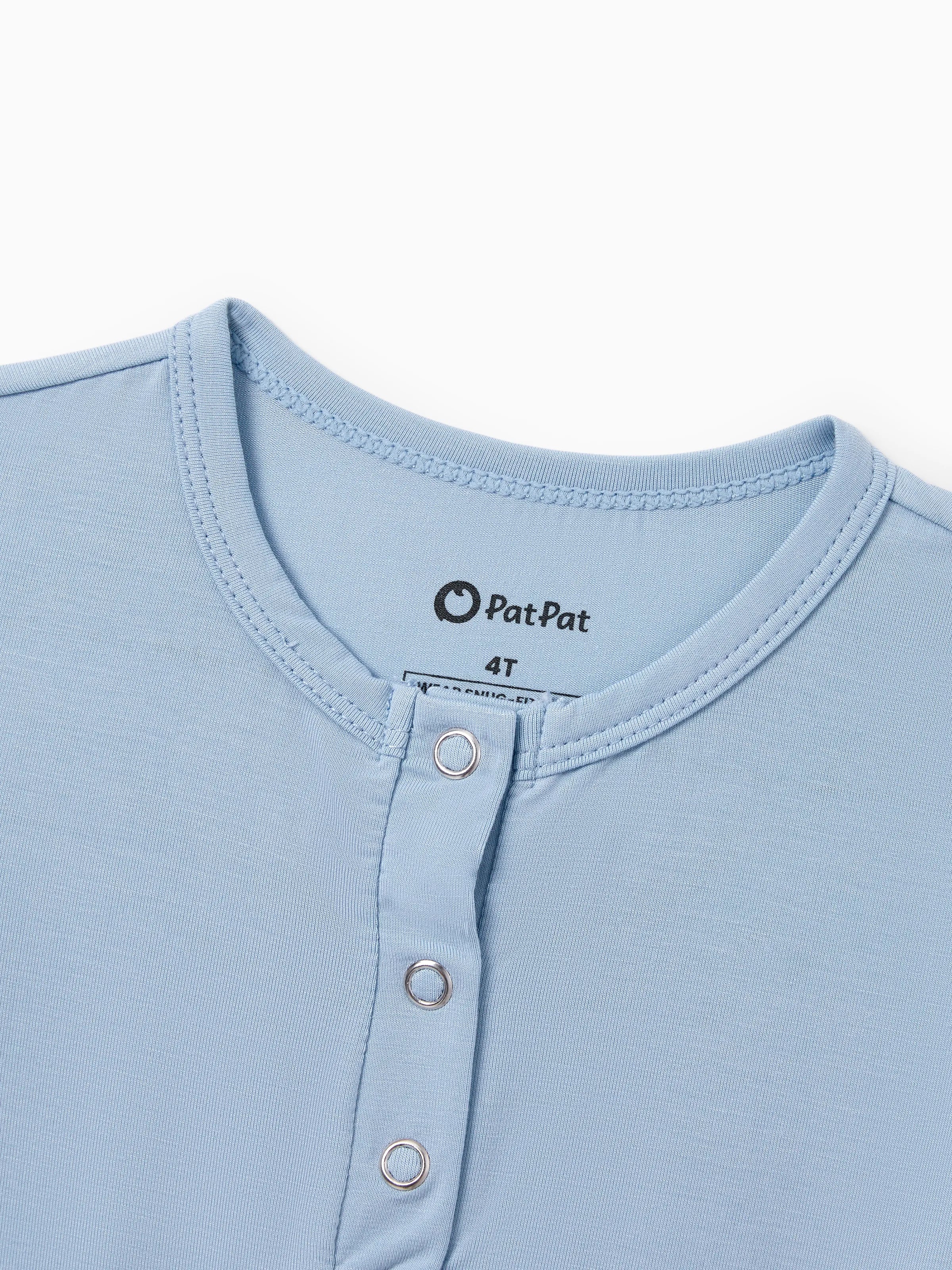 Family Matching Bamboo Pajamas Soft Bamboo Viscose PJs for Men Women Kids Toddler Baby, Classic Blue Short-sleeve Sleepwear with Button-Down Shirt and Pants Blue grey - Image 9