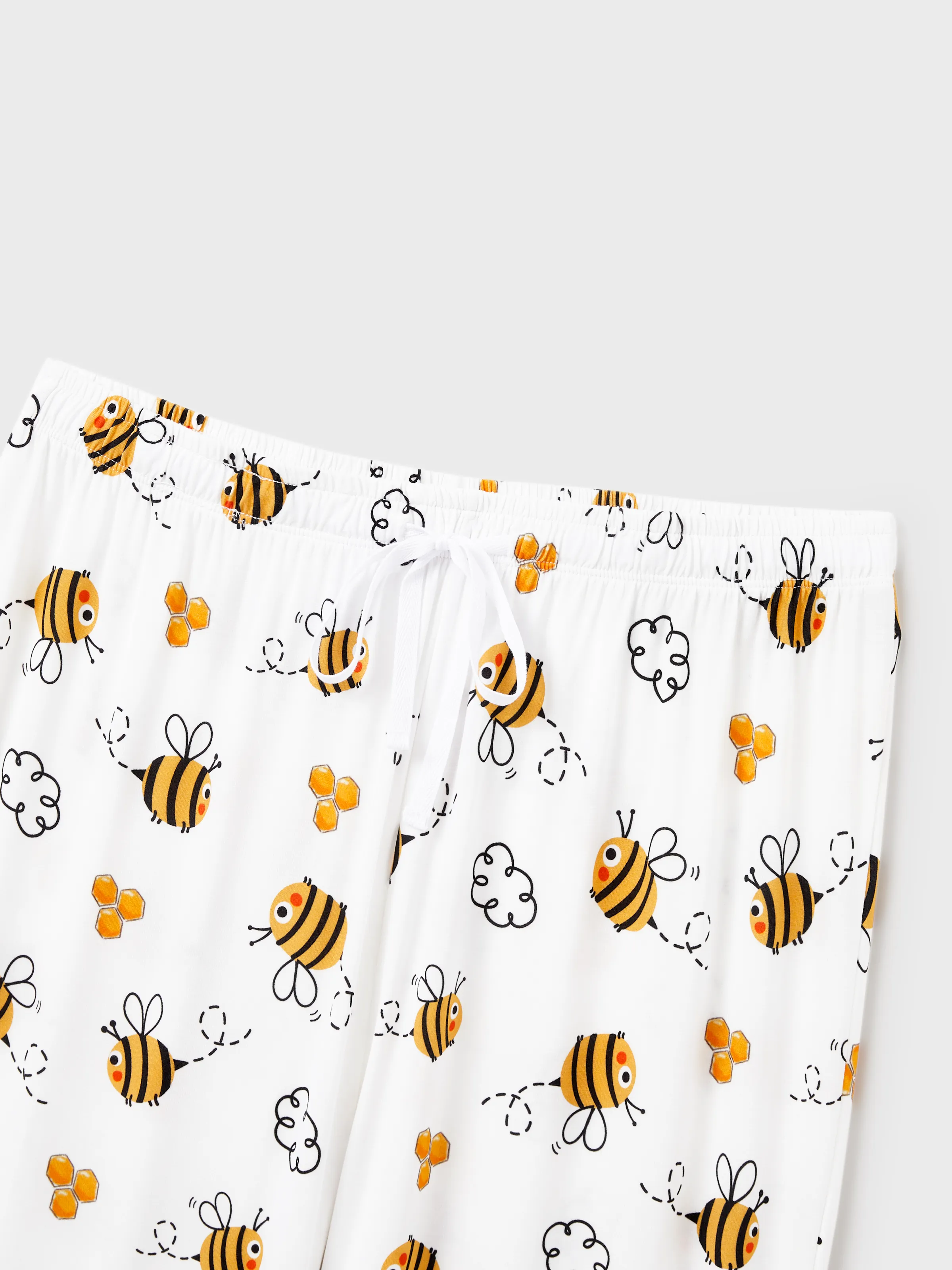 Family Matching Bamboo Pajamas Soft Bamboo Viscose PJs for Men Women Kids Toddler, Cute Bee Print Sleepwear with Short Sleeve Top and Long Pants White - Image 30