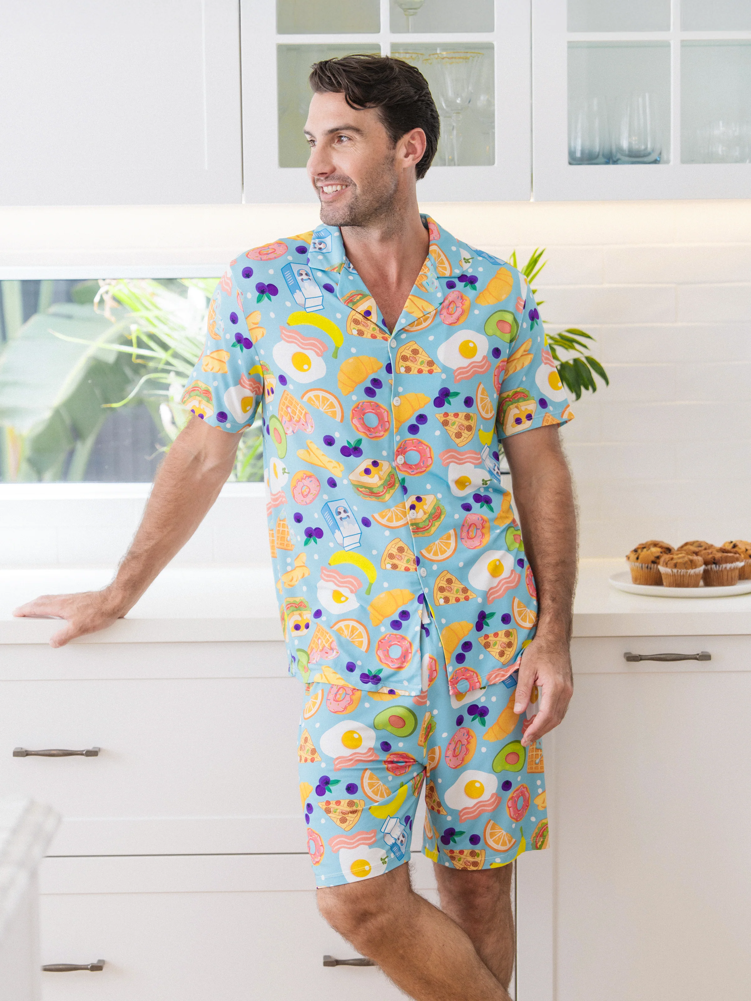 Family Matching Bamboo Pajamas Soft Bamboo Viscose PJs for Men Women Kids Toddler, Fun Food & Fruit Print Short-sleeve Sleepwear Blue - Image 10