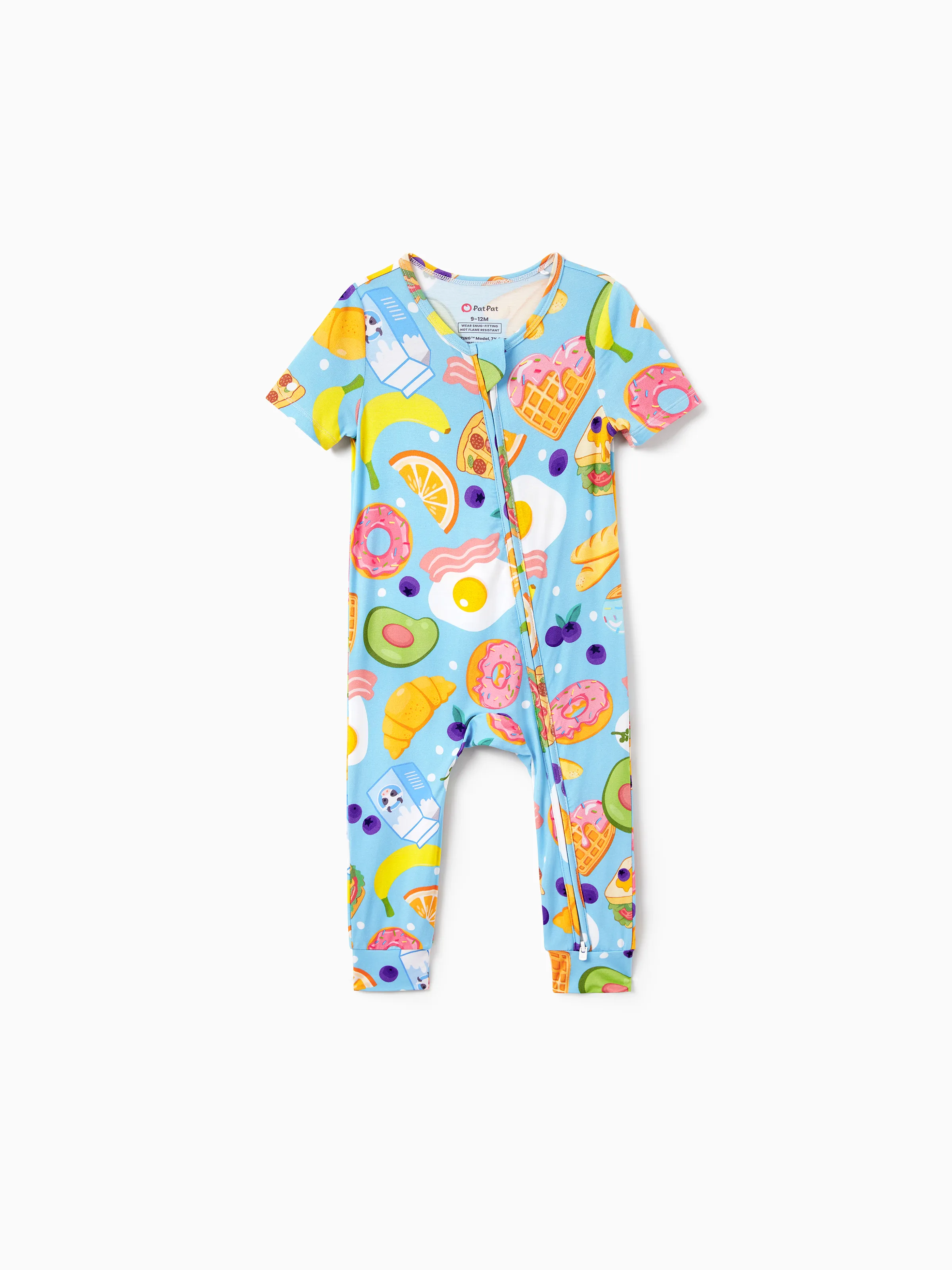 Family Matching Bamboo Pajamas Soft Bamboo Viscose PJs for Men Women Kids Toddler, Fun Food & Fruit Print Short-sleeve Sleepwear Blue - Image 17