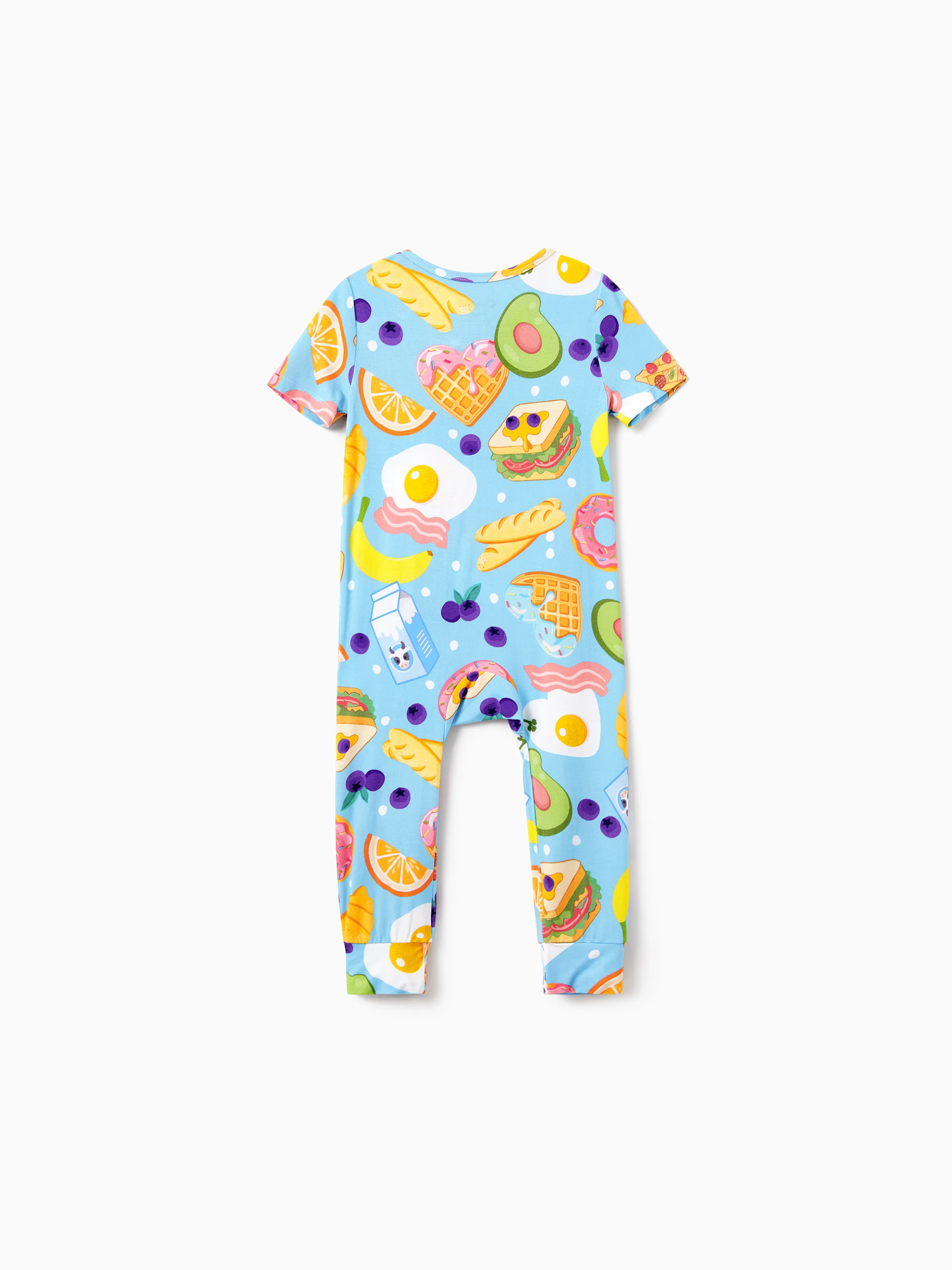 Family Matching Bamboo Pajamas Soft Bamboo Viscose PJs for Men Women Kids Toddler, Fun Food & Fruit Print Short-sleeve Sleepwear Blue - Image 18