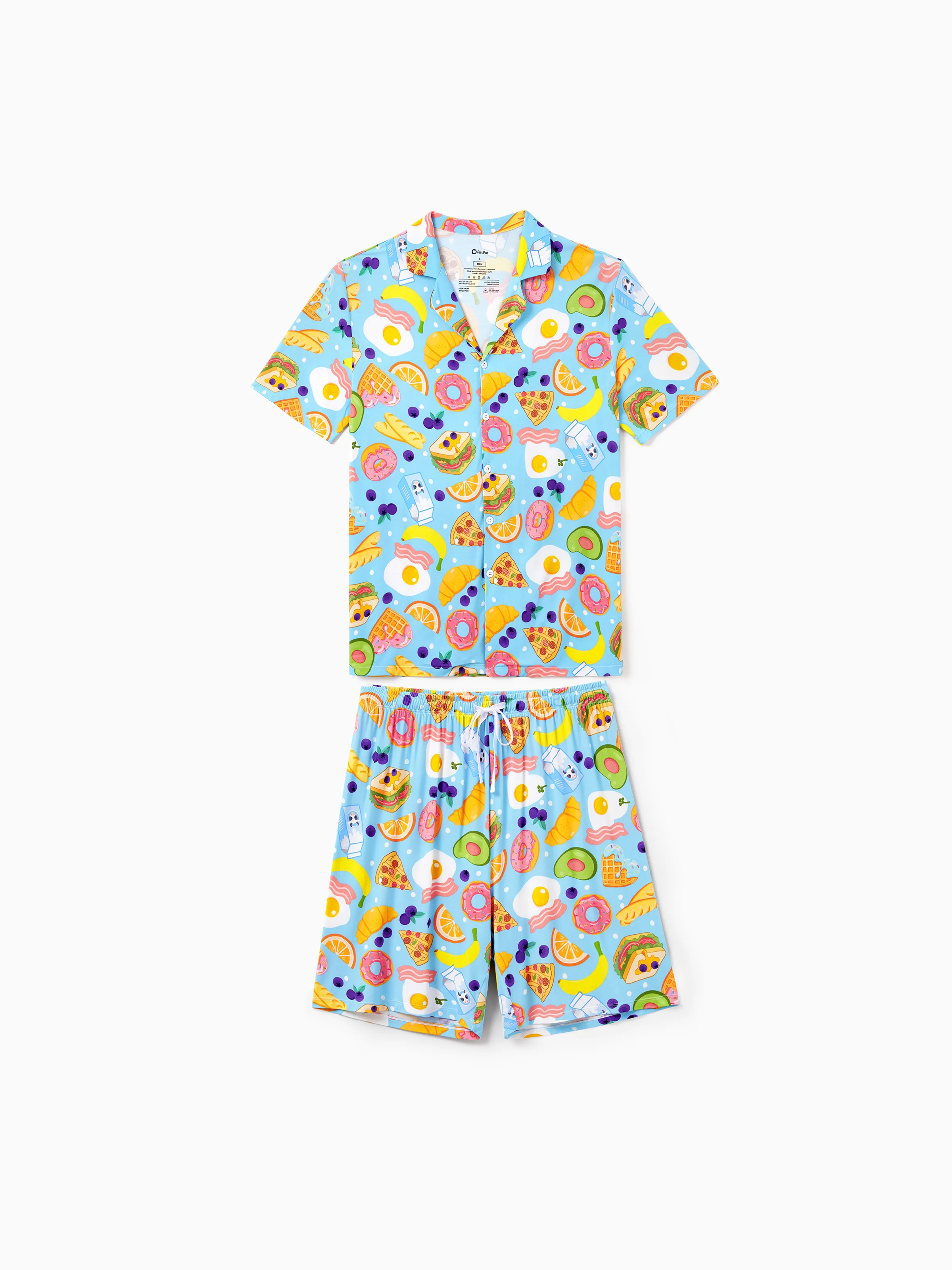 Family Matching Bamboo Pajamas Soft Bamboo Viscose PJs for Men Women Kids Toddler, Fun Food & Fruit Print Short-sleeve Sleepwear Blue - Image 26