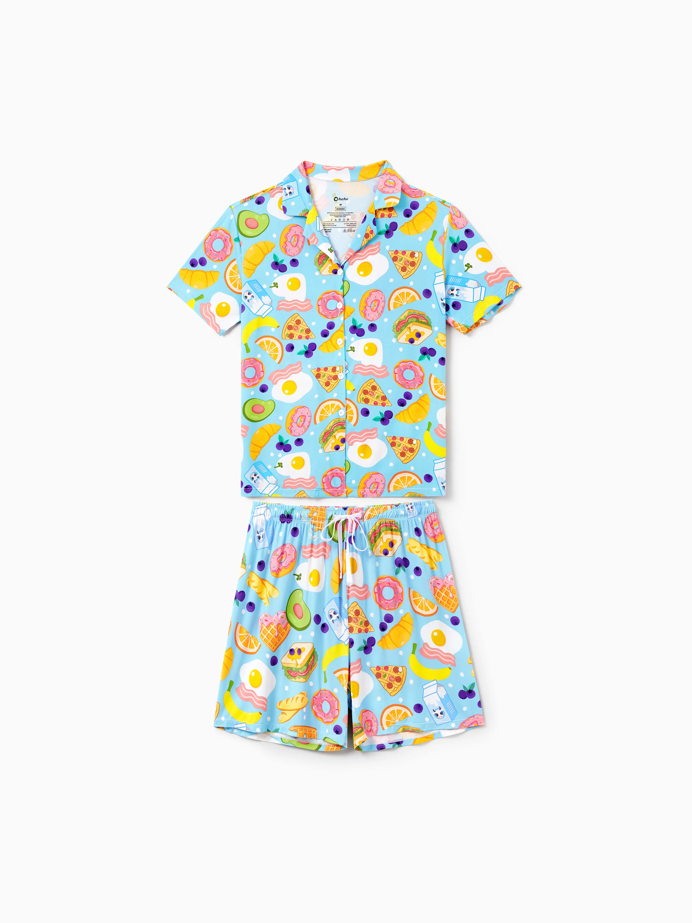 Family Matching Bamboo Pajamas Soft Bamboo Viscose PJs for Men Women Kids Toddler, Fun Food & Fruit Print Short-sleeve Sleepwear Blue - Image 5