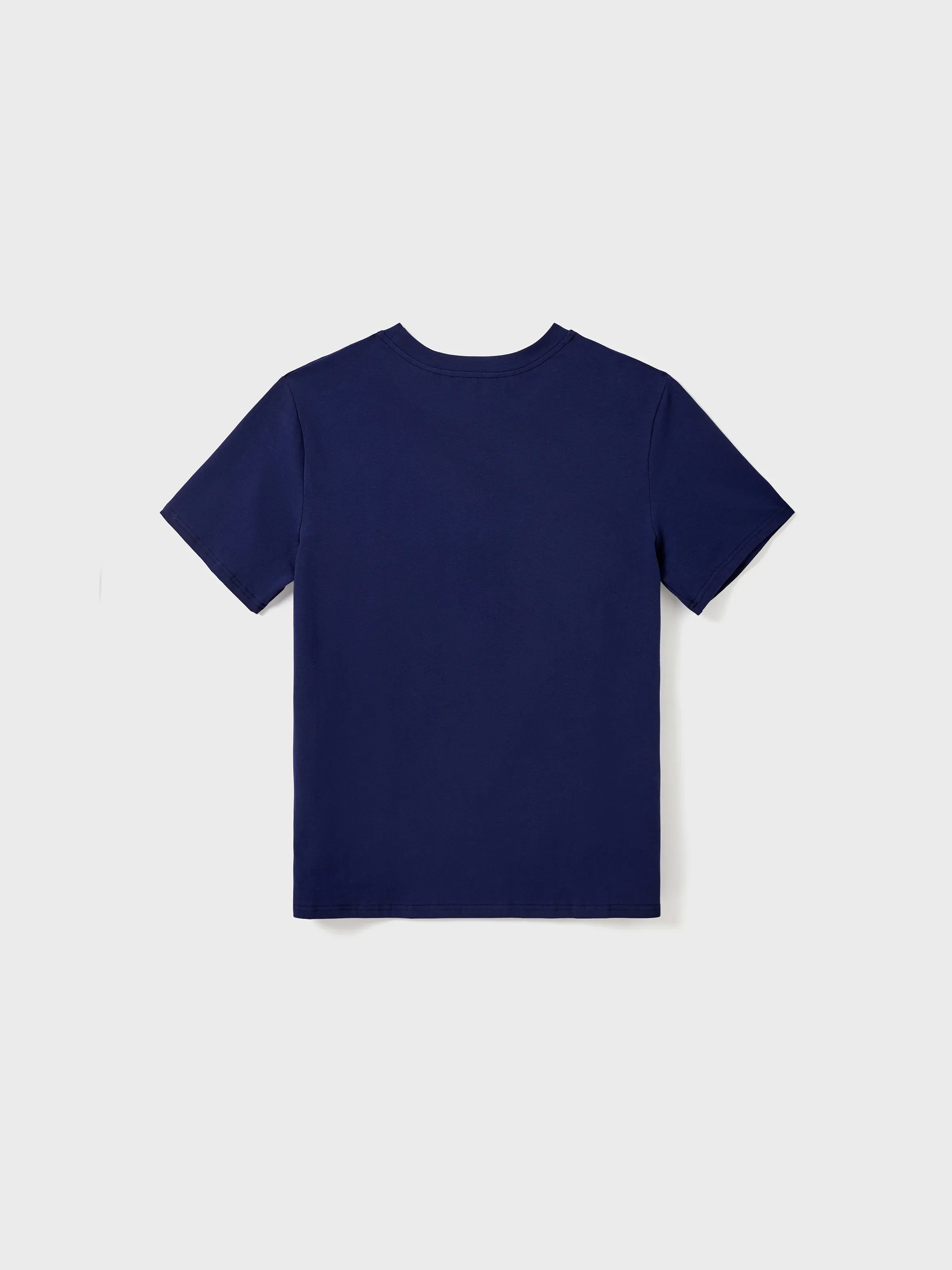 Family Matching Blue Colorblock Tee or Leaf Print Smocking Puff-sleeve Dress Set Blue - Image 17