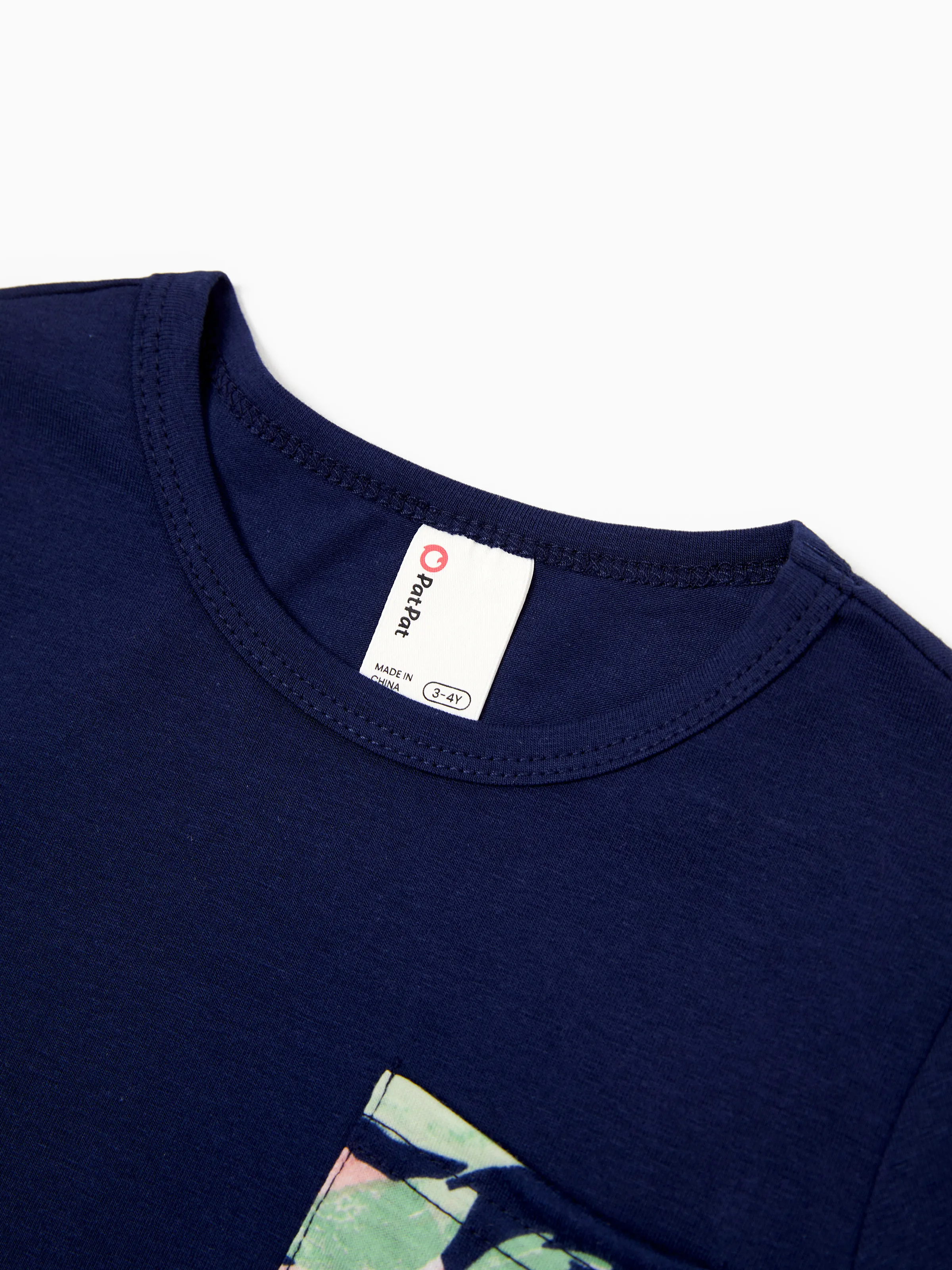 Family Matching Blue Cotton Tee and Flora Splicing Tank Top Dress Sets Deep Blue - Image 19