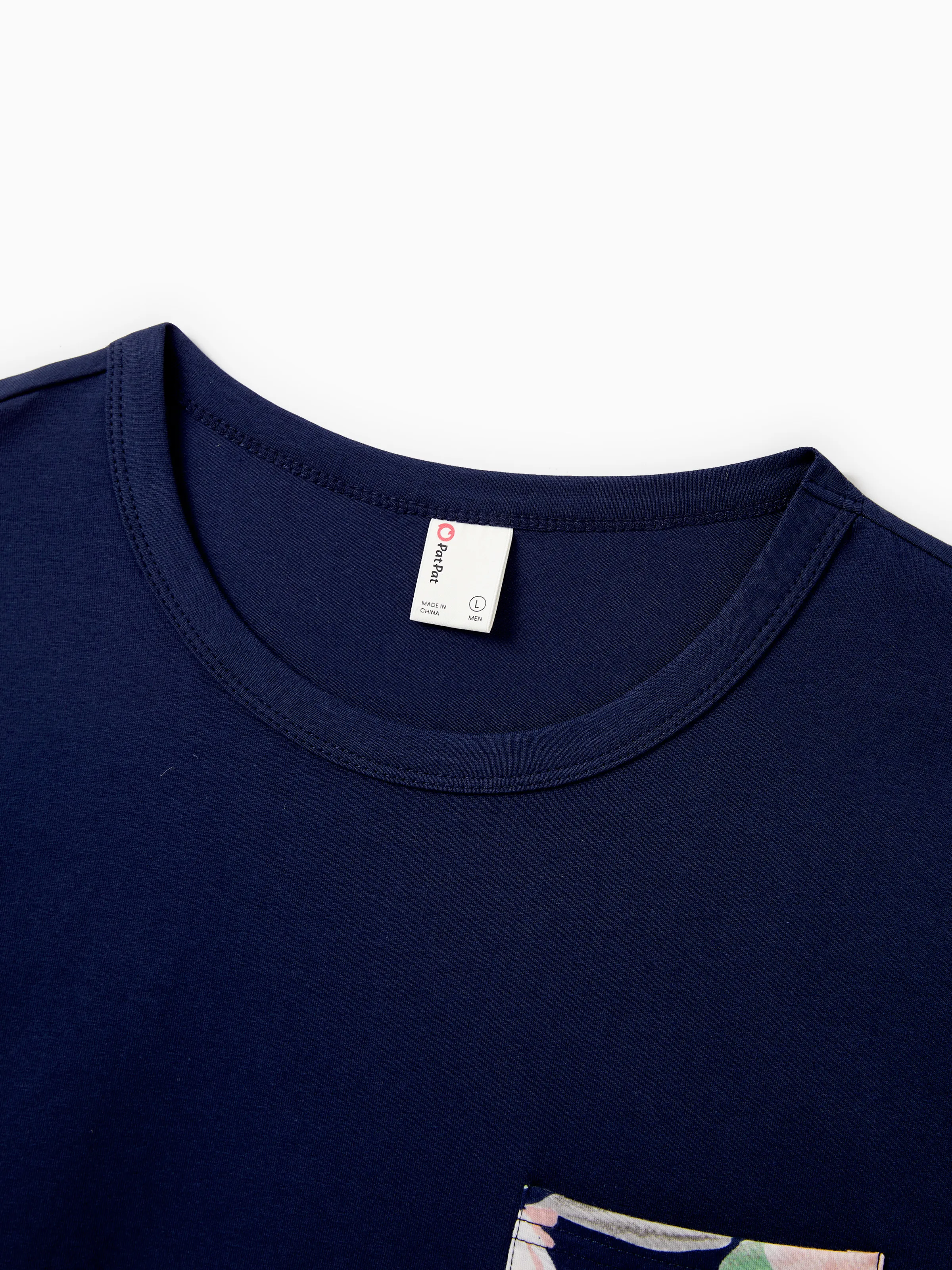 Family Matching Blue Cotton Tee and Flora Splicing Tank Top Dress Sets Deep Blue - Image 24