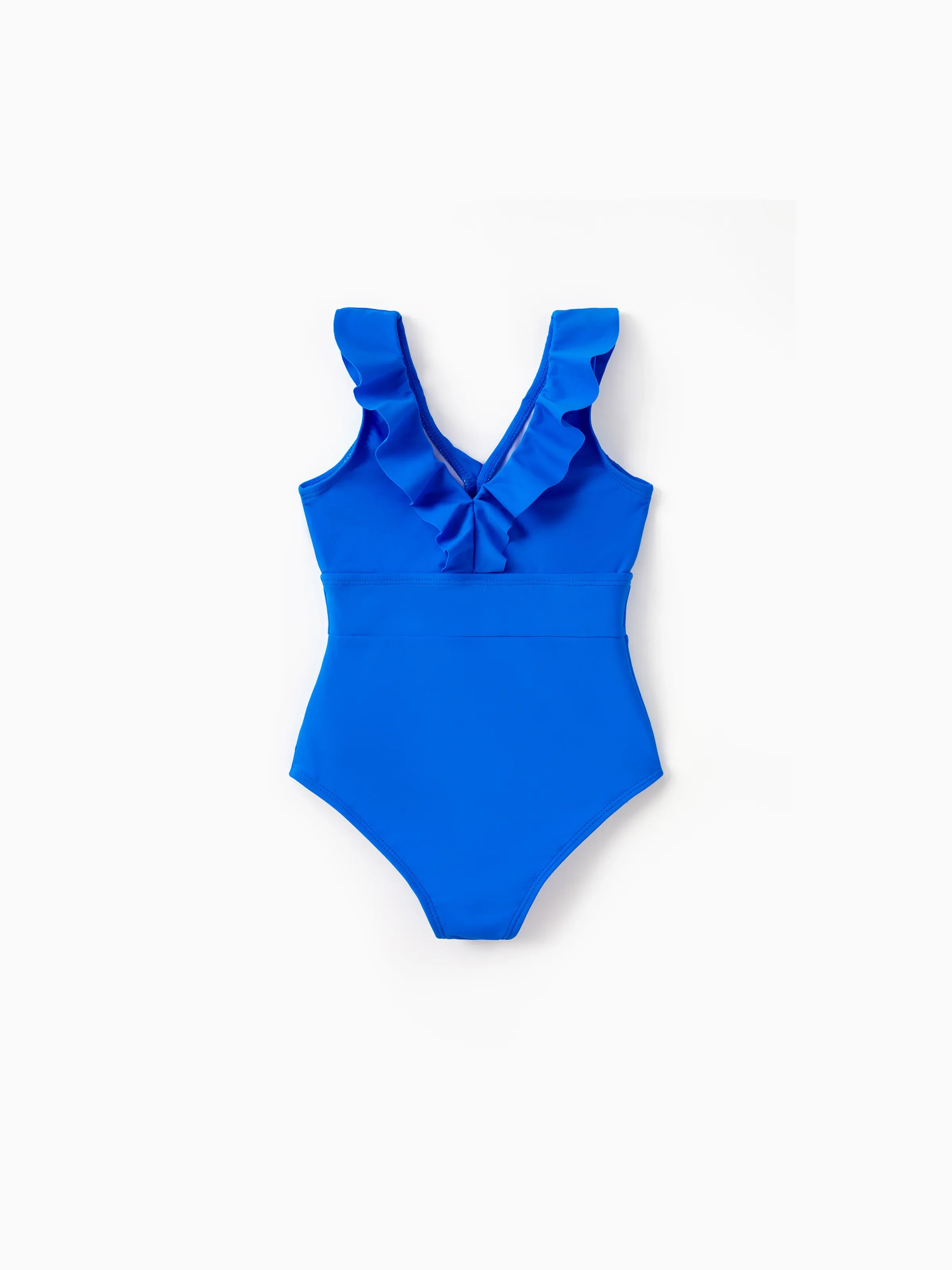 Family Matching Blue Ruffle One-piece Swimsuit or Swim Trunks Blue - Image 8