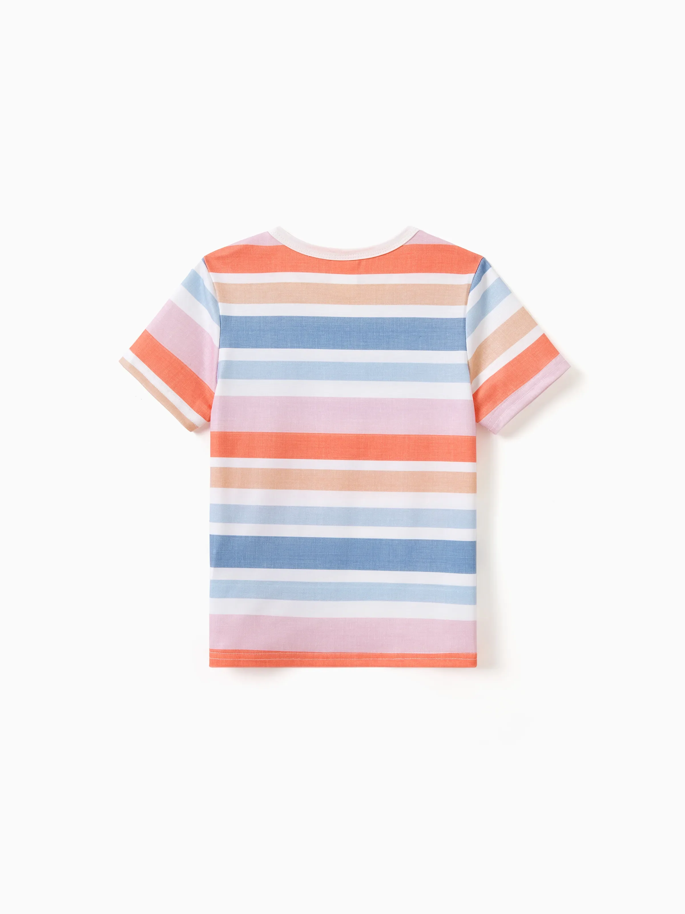 Family Matching Blue Short-sleeve Tee or Colorful Stripe Camisole Dress Multi-color - Image 13