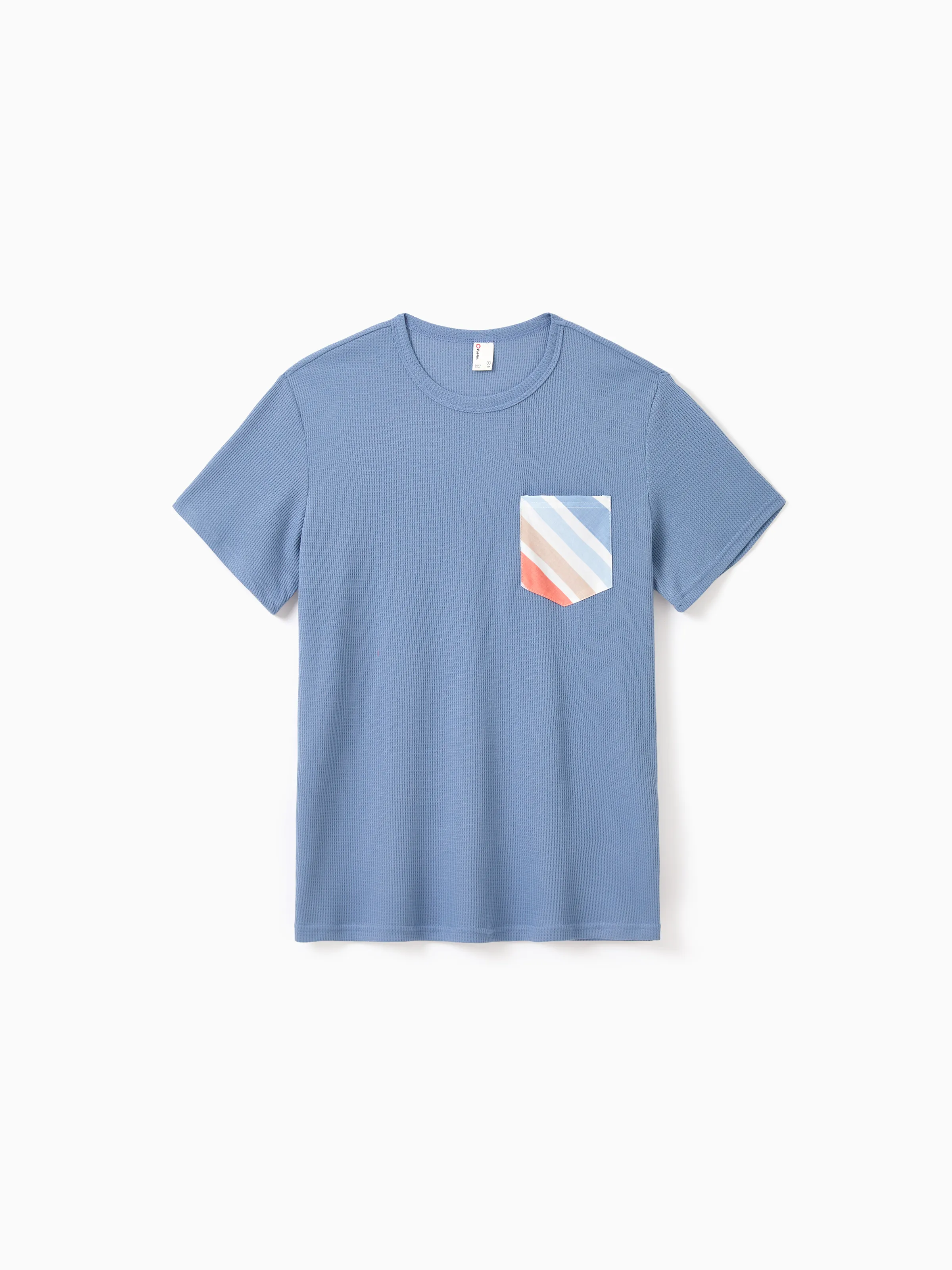Family Matching Blue Short-sleeve Tee or Colorful Stripe Camisole Dress Multi-color - Image 15