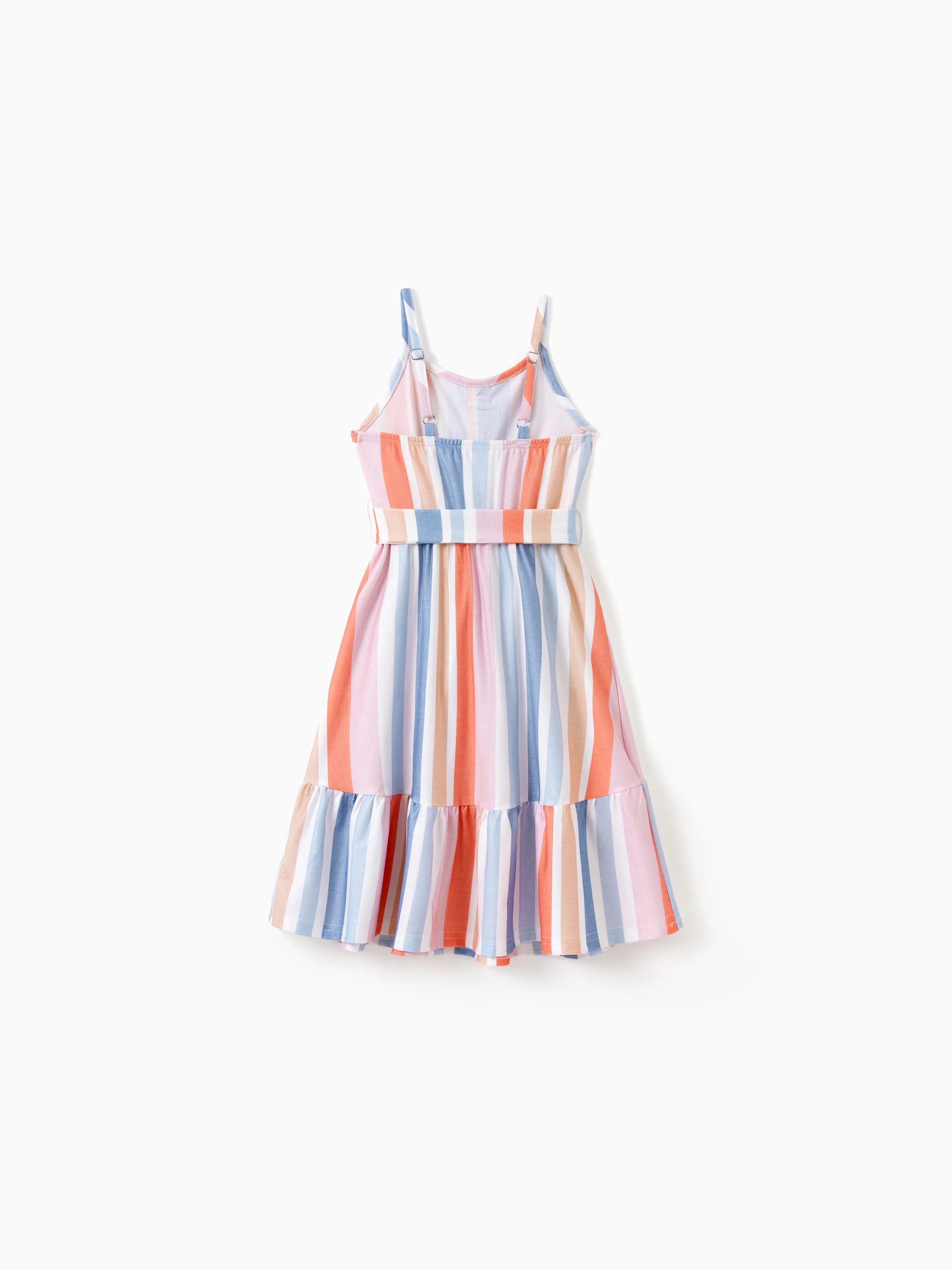 Family Matching Blue Short-sleeve Tee or Colorful Stripe Camisole Dress Multi-color - Image 5