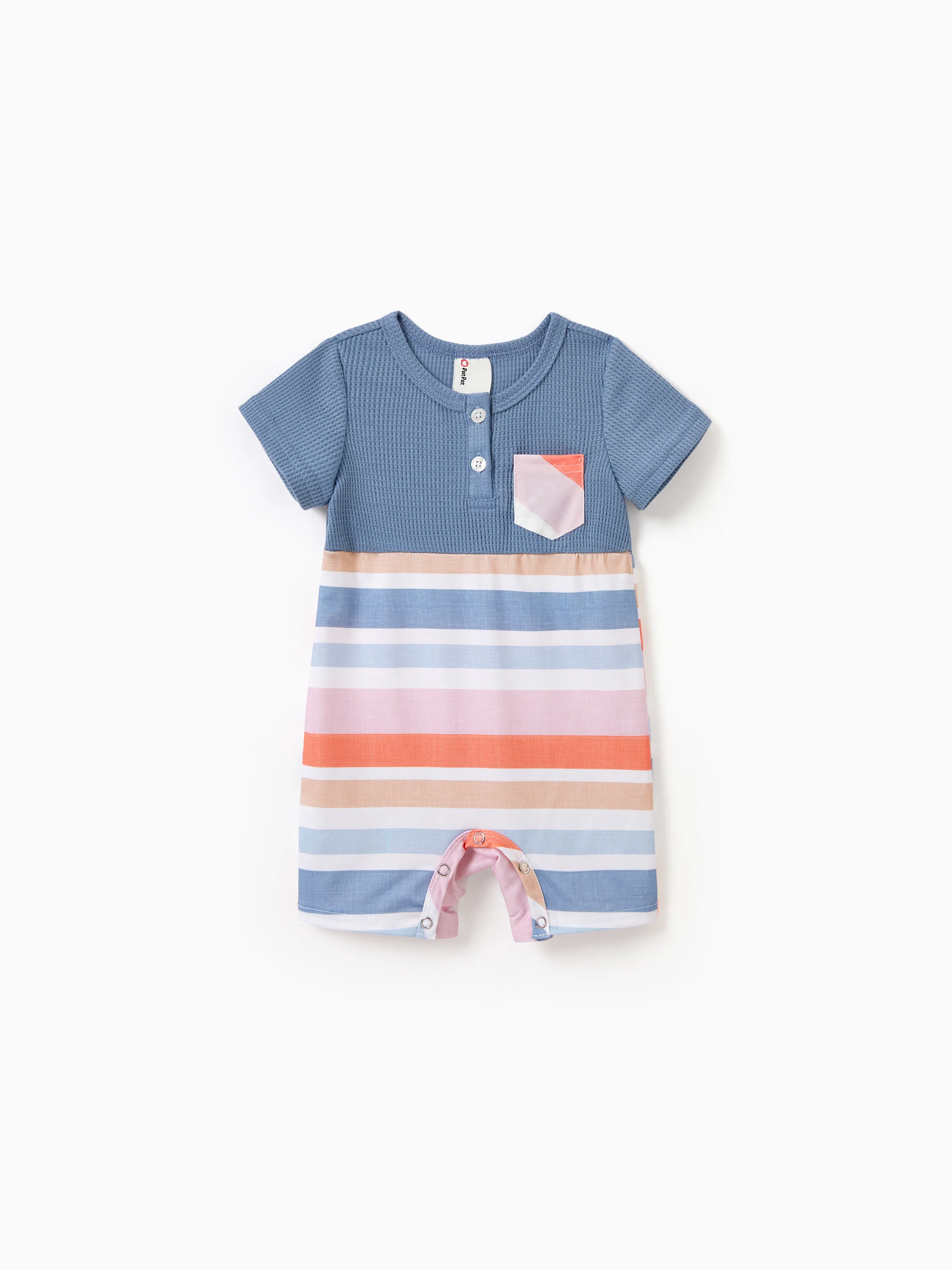 Family Matching Blue Short-sleeve Tee or Colorful Stripe Camisole Dress Multi-color - Image 7