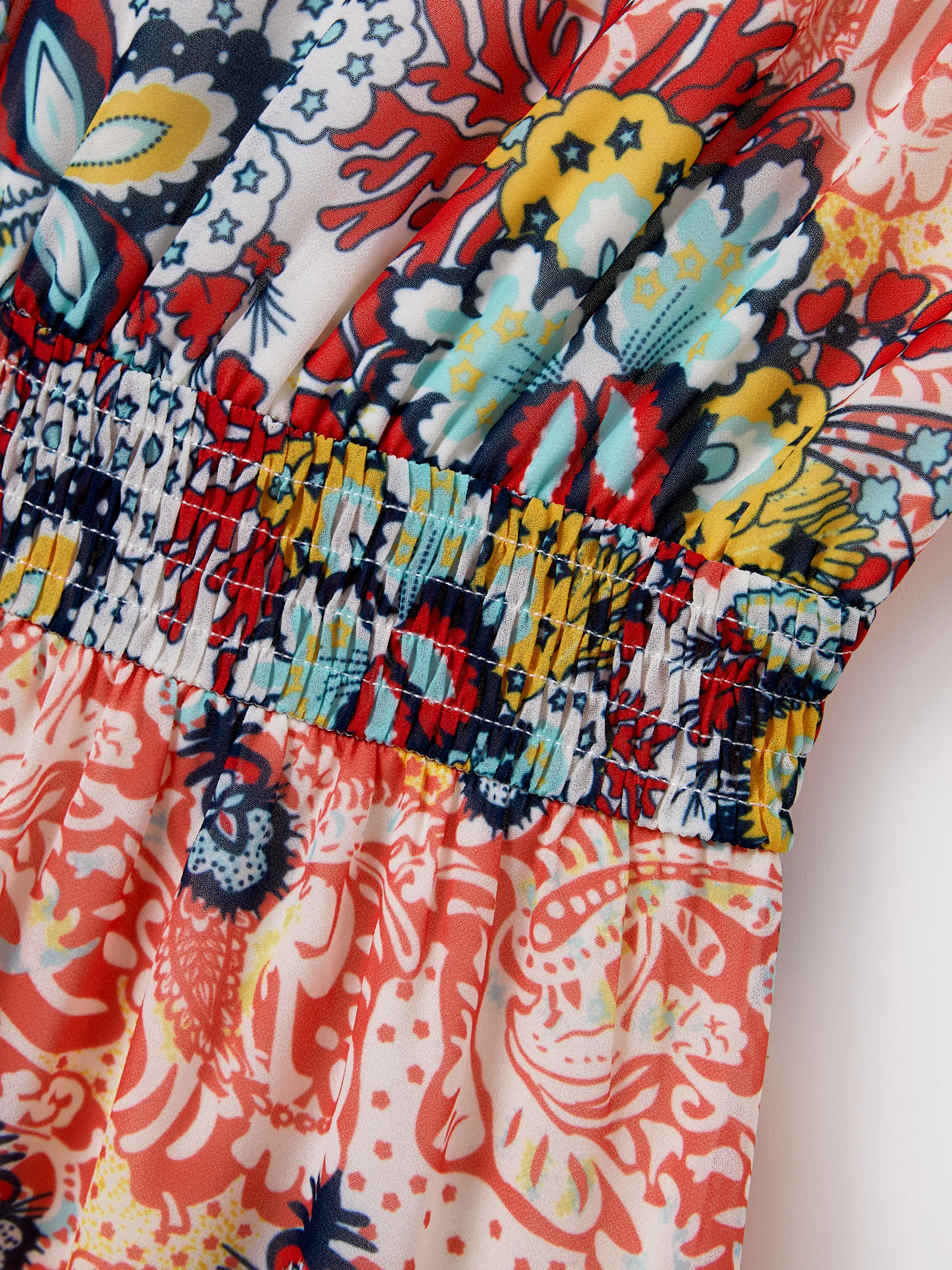 Family Matching Casual Outfit Colorblock Polo Collar T-shirt or Floral Print Flutter Sleeveless Dress Set Orange red - Image 4