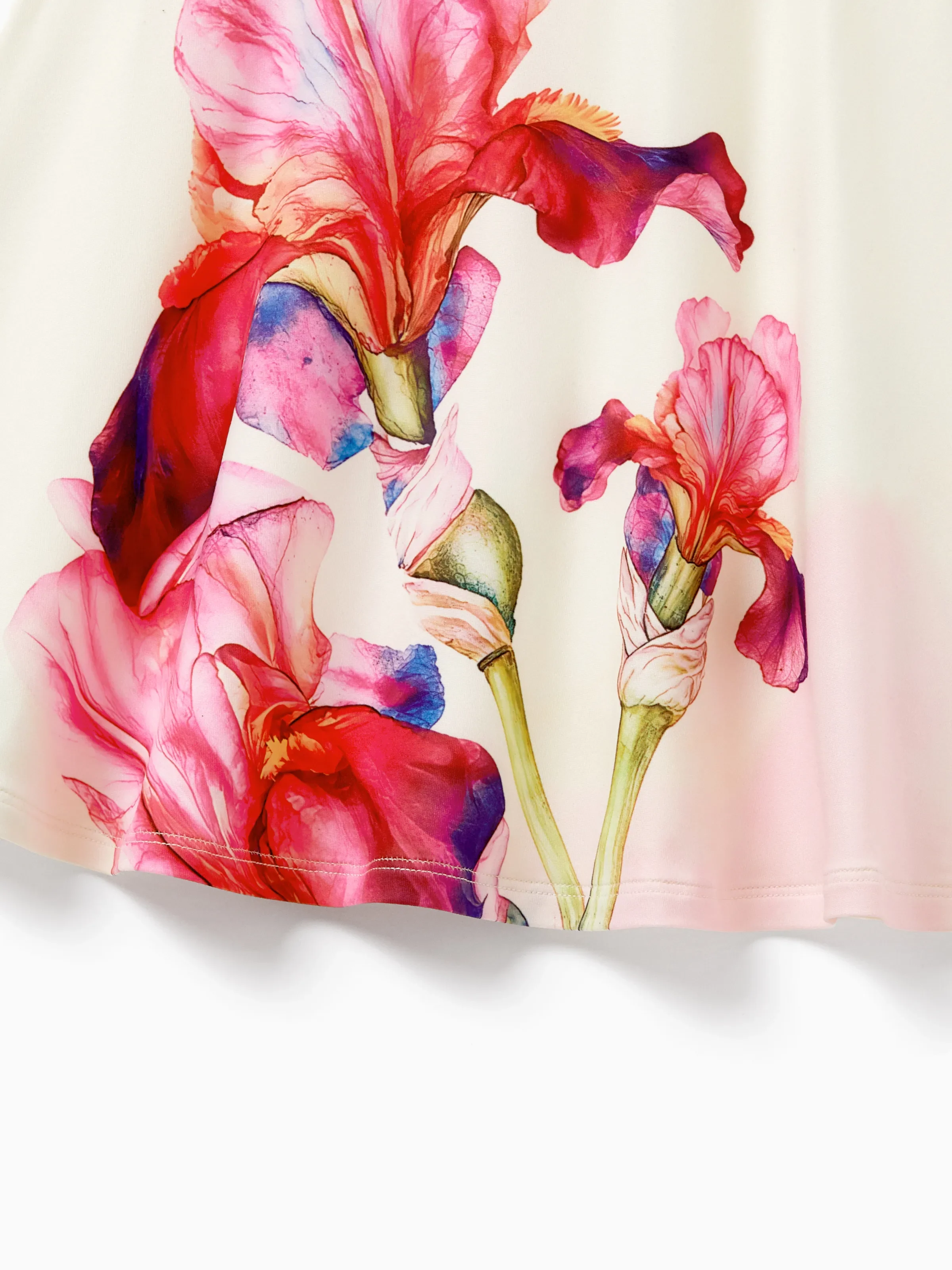 Family Matching Casual Outfit Floral Print T-shirt or Halter Dress Summer Set for Vacation  Apricot - Image 15