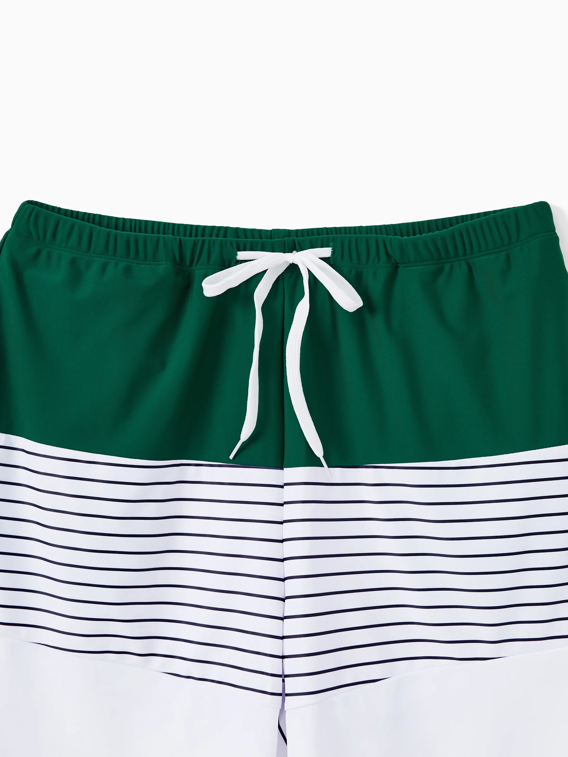 Family Matching Color Block Drawstring Swim Trunks or Stripe Cross Front Two-Piece Swimsuit (Quick-Dry) Green - Image 18
