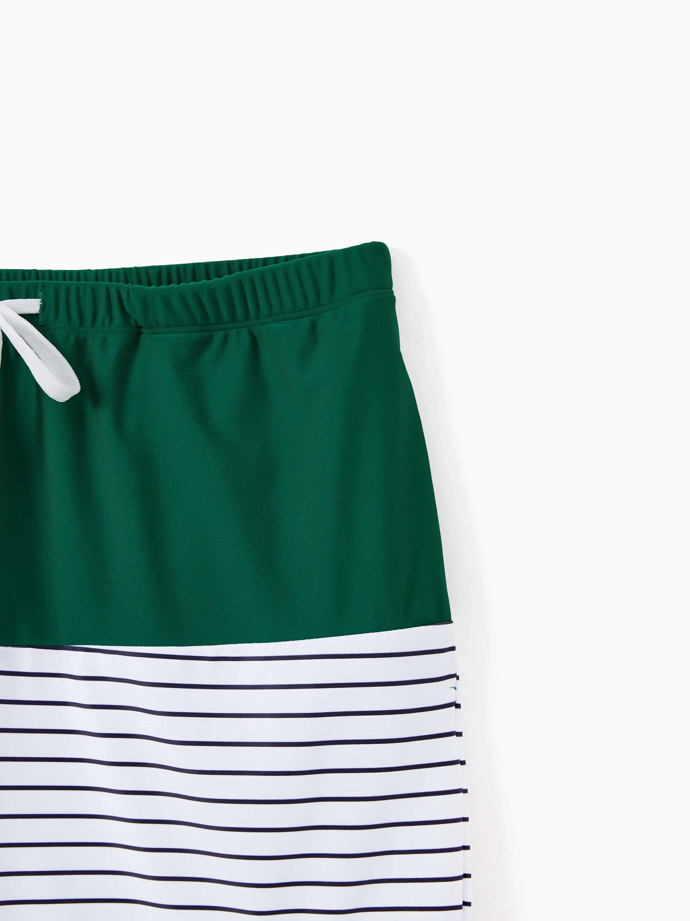 Family Matching Color Block Drawstring Swim Trunks or Stripe Cross Front Two-Piece Swimsuit (Quick-Dry) Green - Image 19