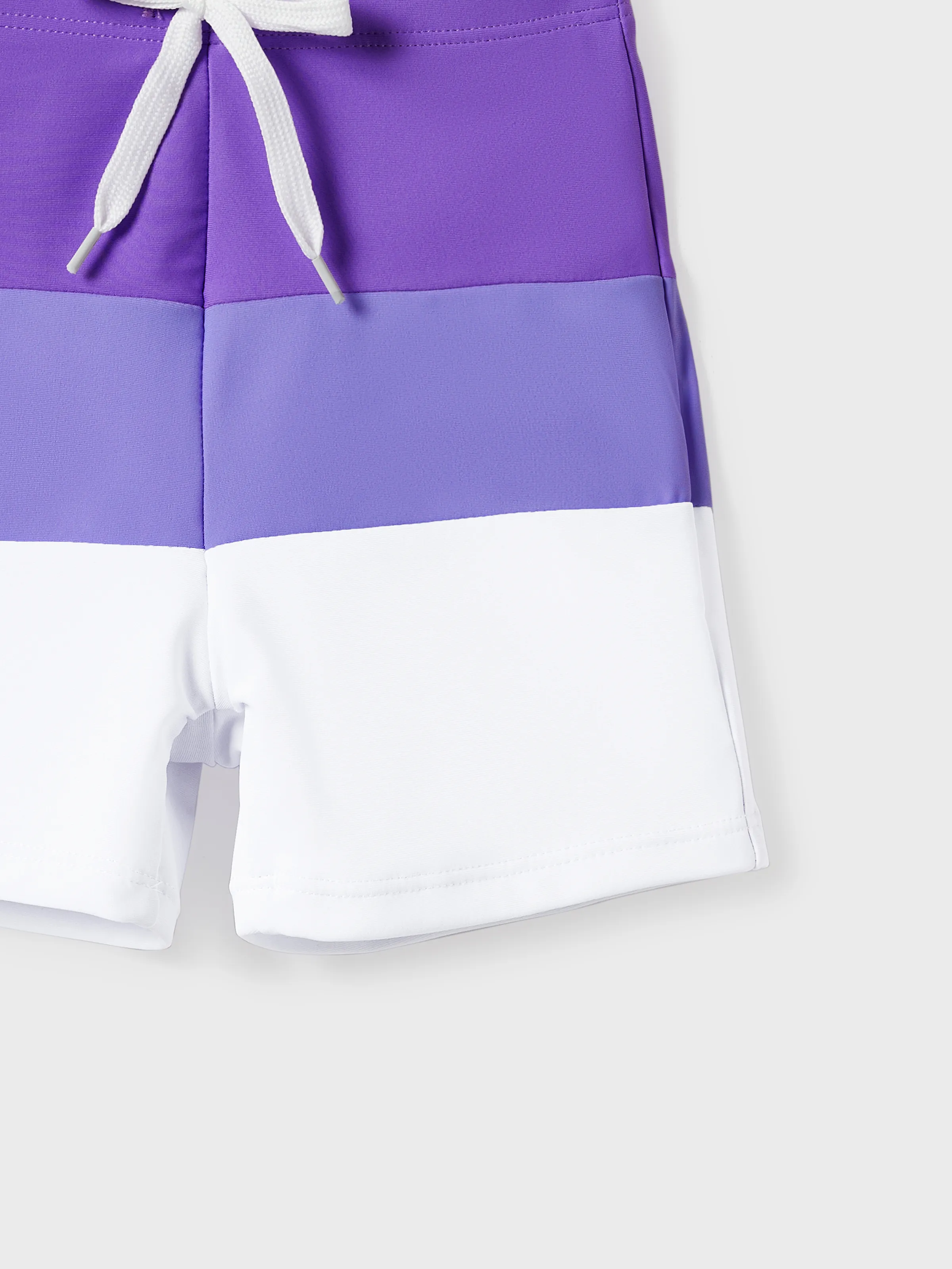 Family Matching Color-block Swim Trunks or One-shoulder Side Knot One-Piece Swimsuit (Quick-Dry) ColorBlock - Image 14