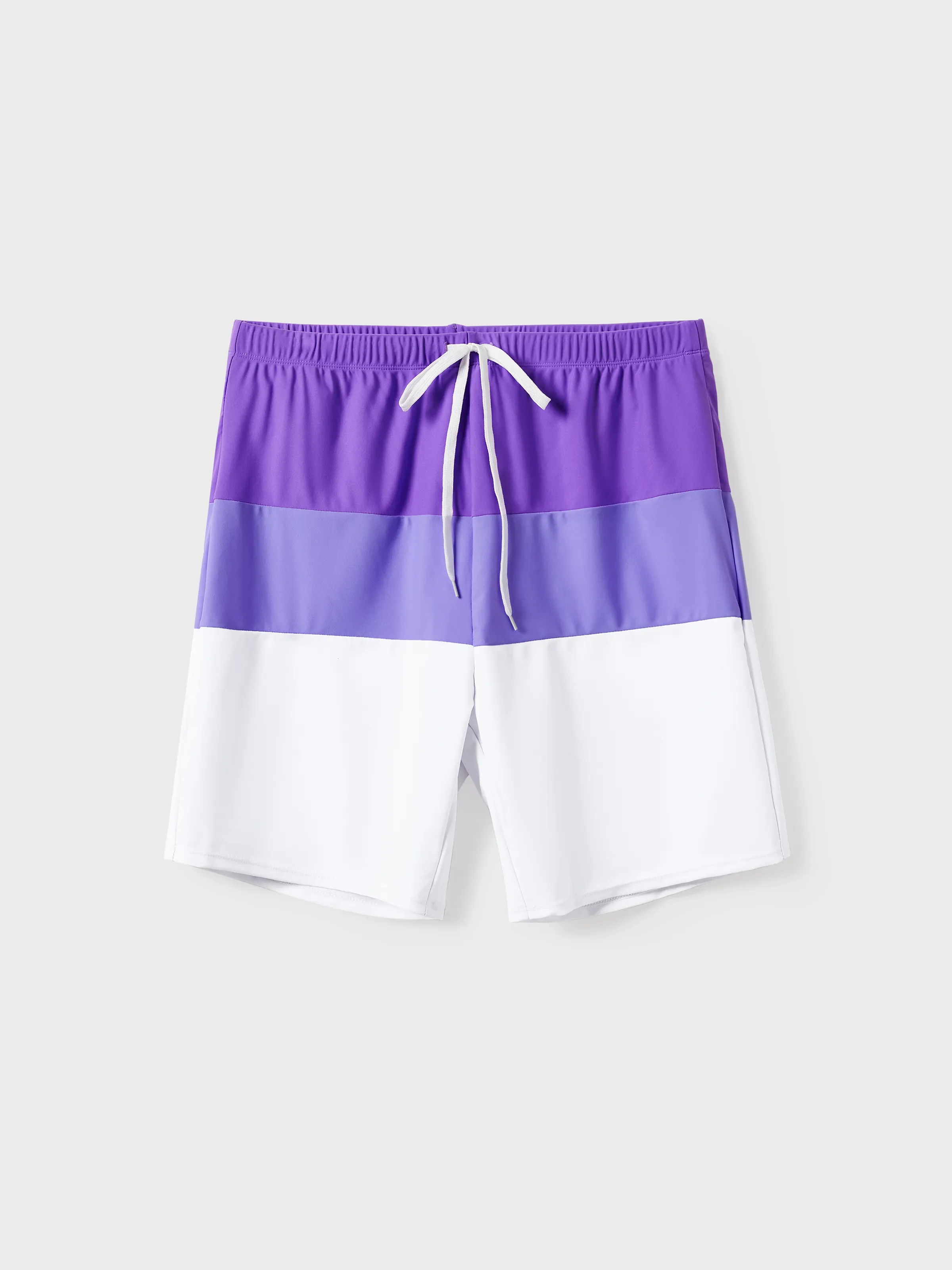 Family Matching Color-block Swim Trunks or One-shoulder Side Knot One-Piece Swimsuit (Quick-Dry) ColorBlock - Image 17