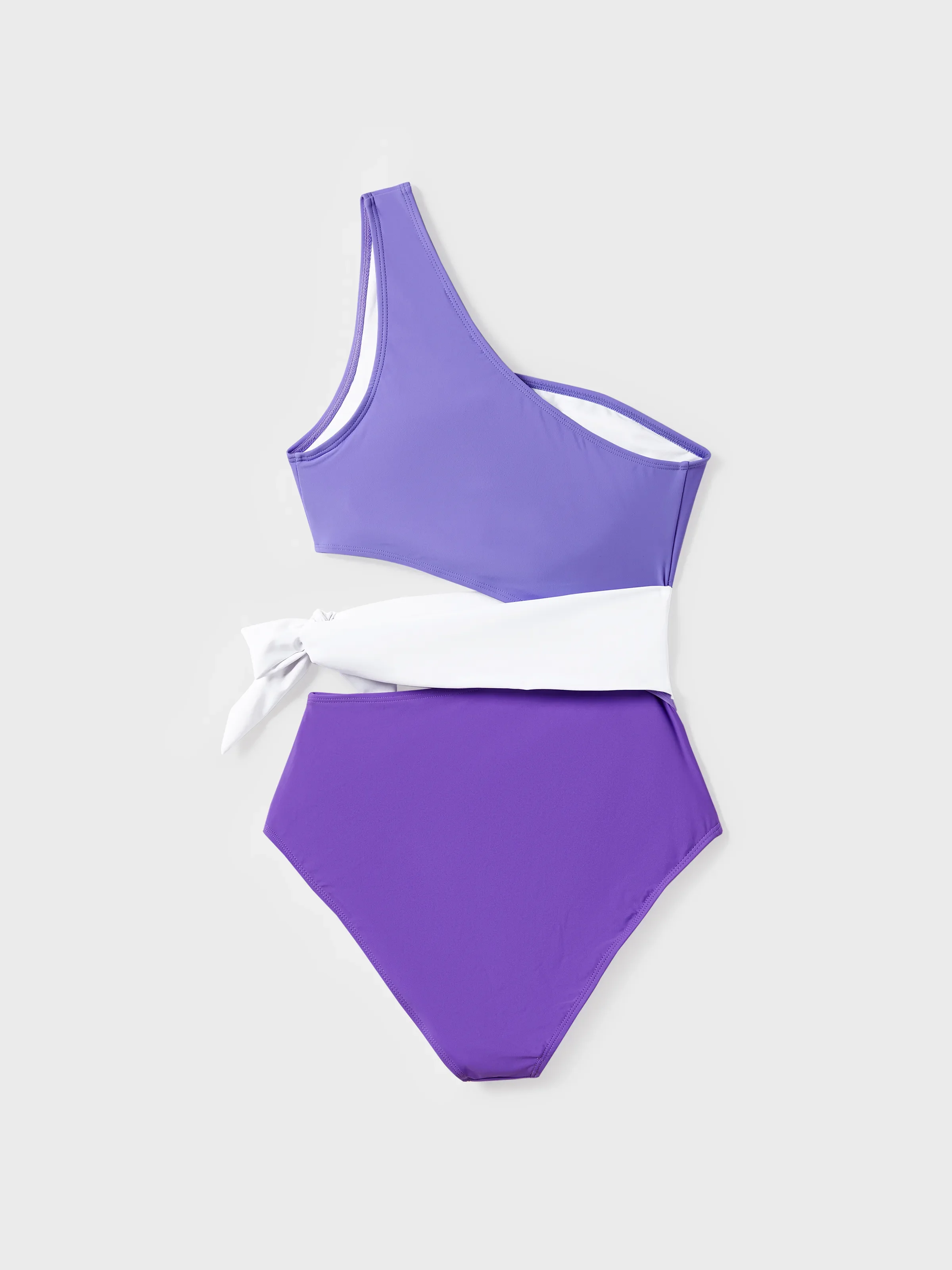 Family Matching Color-block Swim Trunks or One-shoulder Side Knot One-Piece Swimsuit (Quick-Dry) ColorBlock - Image 3