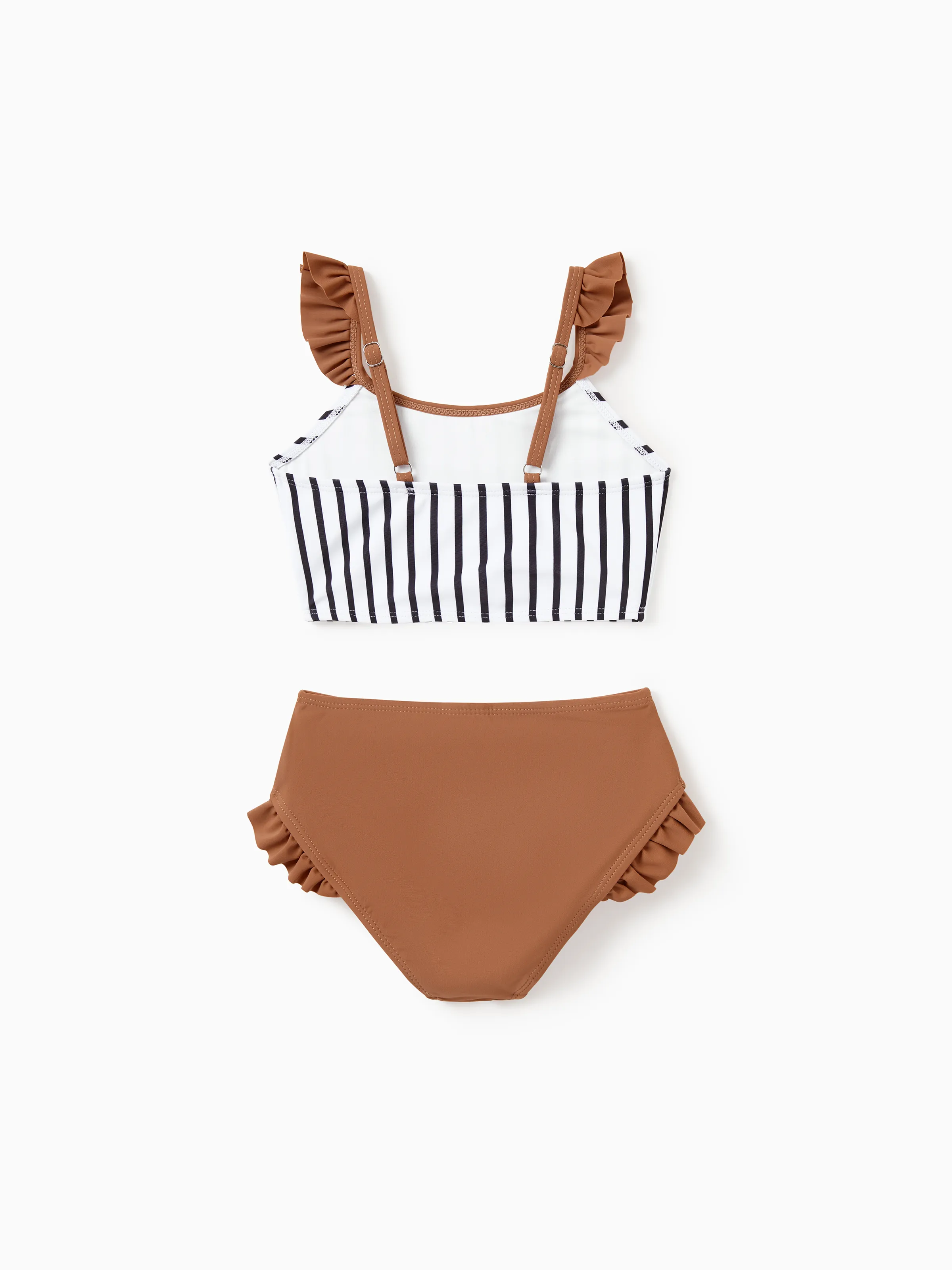 Family Matching Color Block Swimsuits Striped Bikini & Swim Trunks Set Color block - Image 7