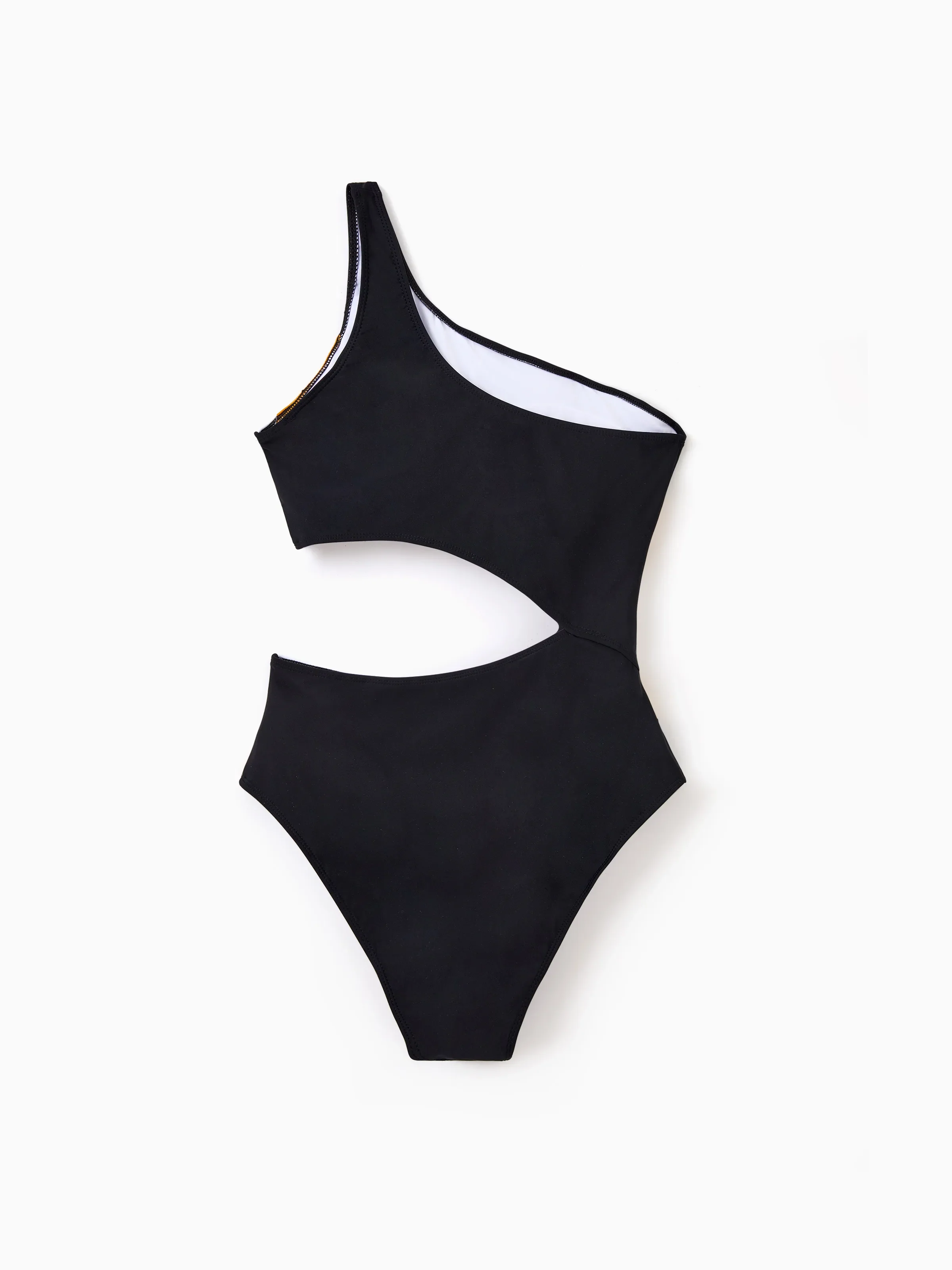 Family Matching Colorblock Swim Trunks Shorts or Cut Out Waist One-Shoulder One-piece Swimsuit Multi-color - Image 3