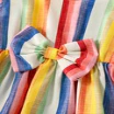 Family Matching Colorful Striped V Neck Flutter-sleeve Dresses and Short-sleeve T-shirts Sets Original White - Image 5