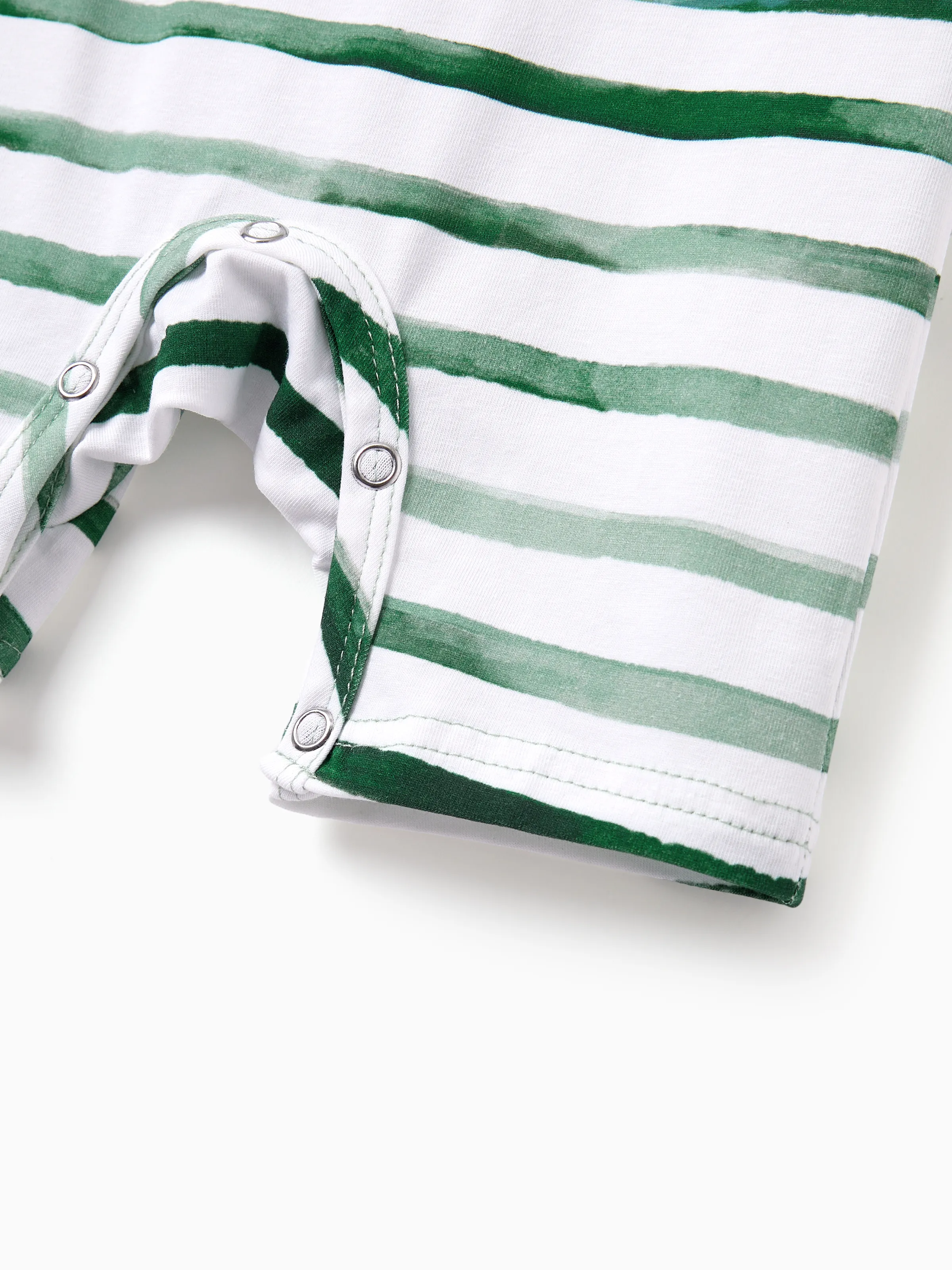 Family Matching Cotton Outfits Set Green Striped T-Shirt and Dress Set for Dad, Mom, Kids & Baby, Perfect for Summer Family Outings & Photos Green - Image 21