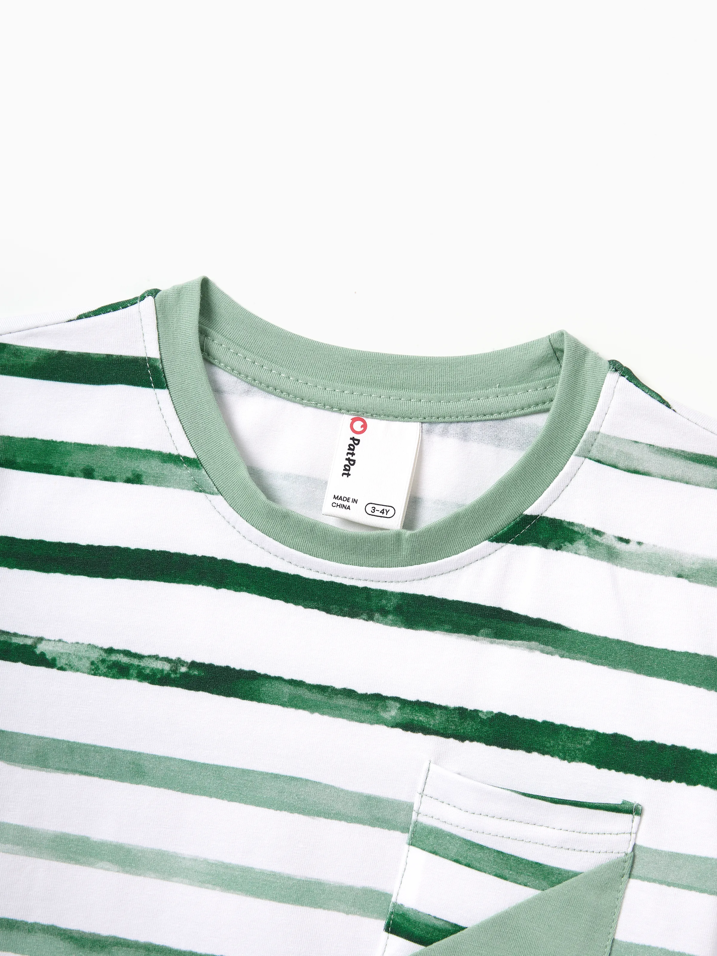 Family Matching Cotton Outfits Set Green Striped T-Shirt and Dress Set for Dad, Mom, Kids & Baby, Perfect for Summer Family Outings & Photos Green - Image 26