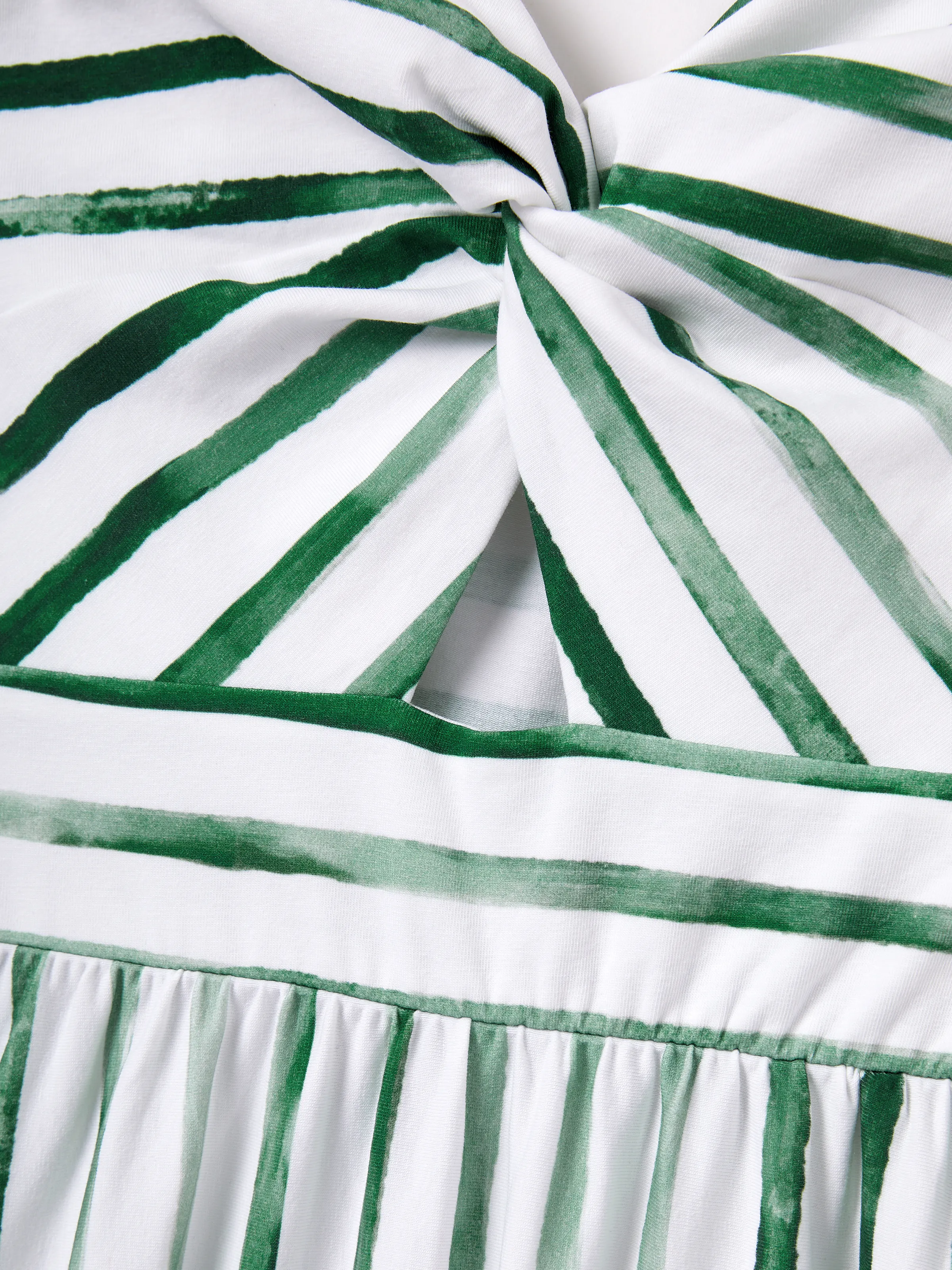 Family Matching Cotton Outfits Set Green Striped T-Shirt and Dress Set for Dad, Mom, Kids & Baby, Perfect for Summer Family Outings & Photos Green - Image 8
