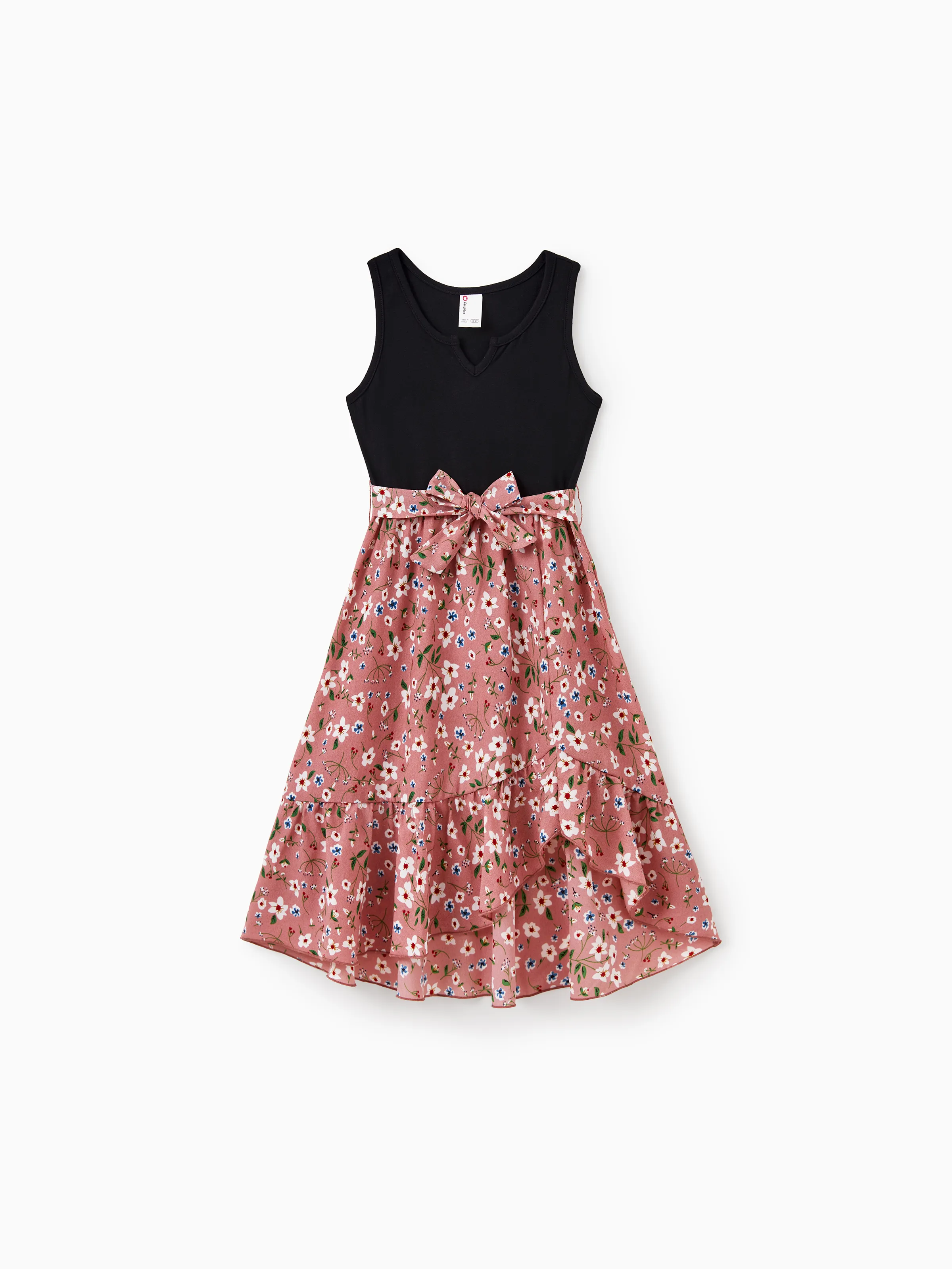 Funny Family Matching Cotton T-Shirt & Dress Set Daddy / Mini Print Black Tee for Dad and boy, Floral Print splicing Dress for Mom, girl and Baby, Perfect for Summer Family Outings Black - Image 7
