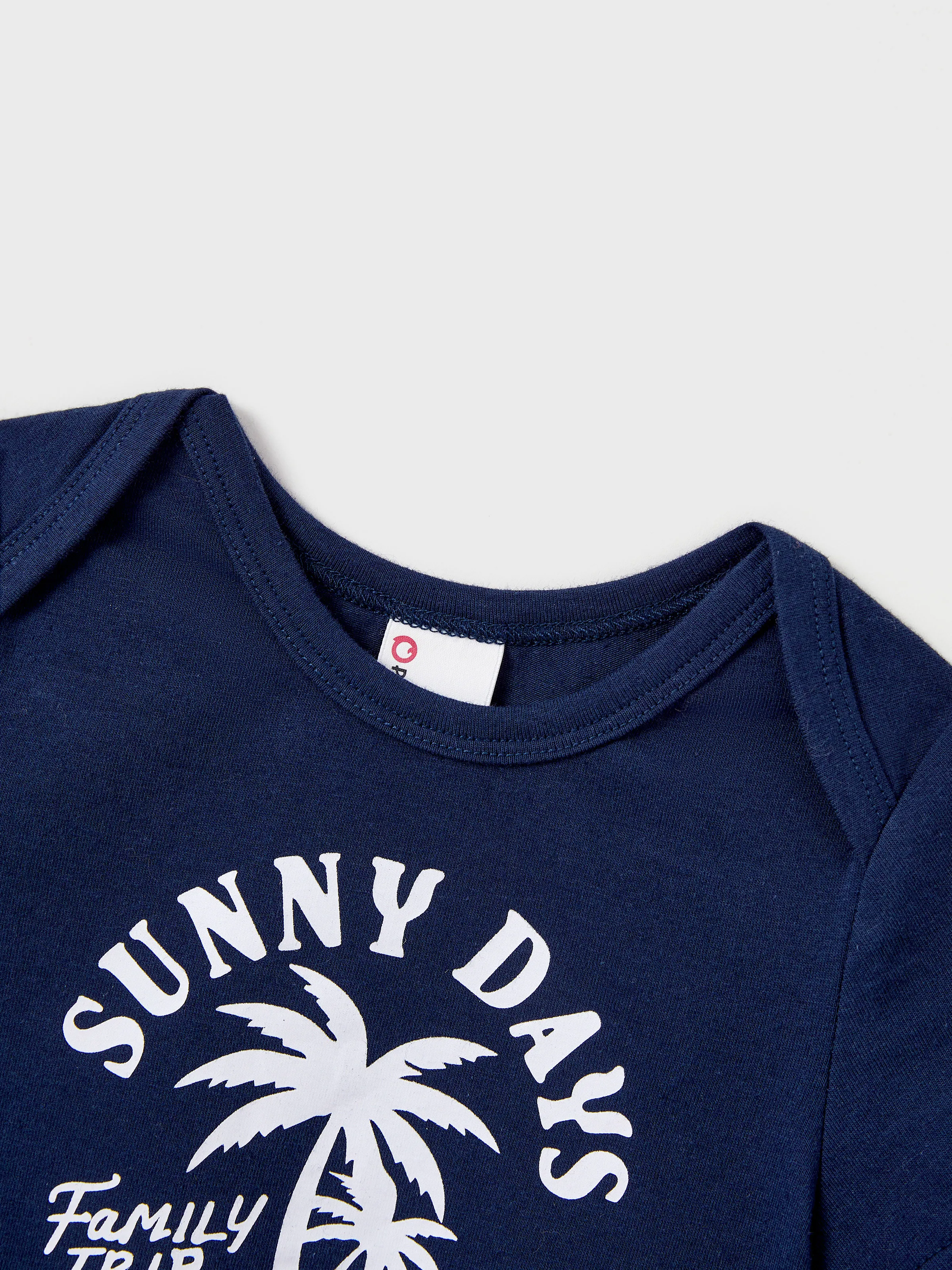 Family Matching Cotton T-Shirt & Dress Set – Sunny Days Palm Print for Dad, Mom, Baby & Toddler, Perfect for Summer Vacations & Family Outings Tibetan blue - Image 14